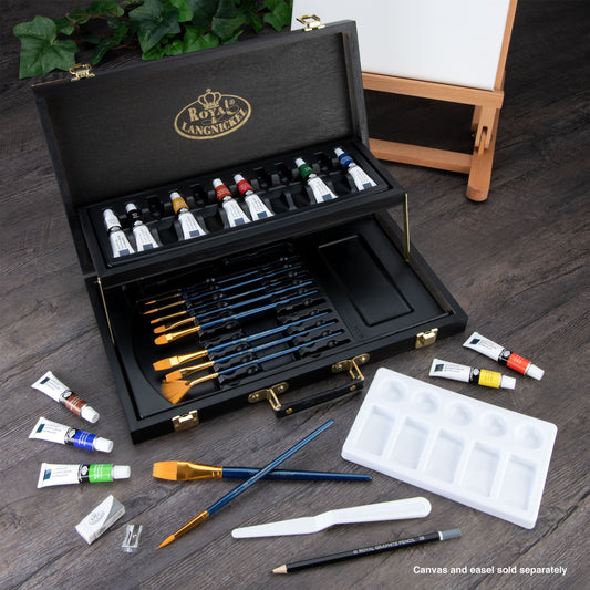 RSET-ART4204 | essentials™ 28pc Black Series Acrylic Wooden Box Art Set