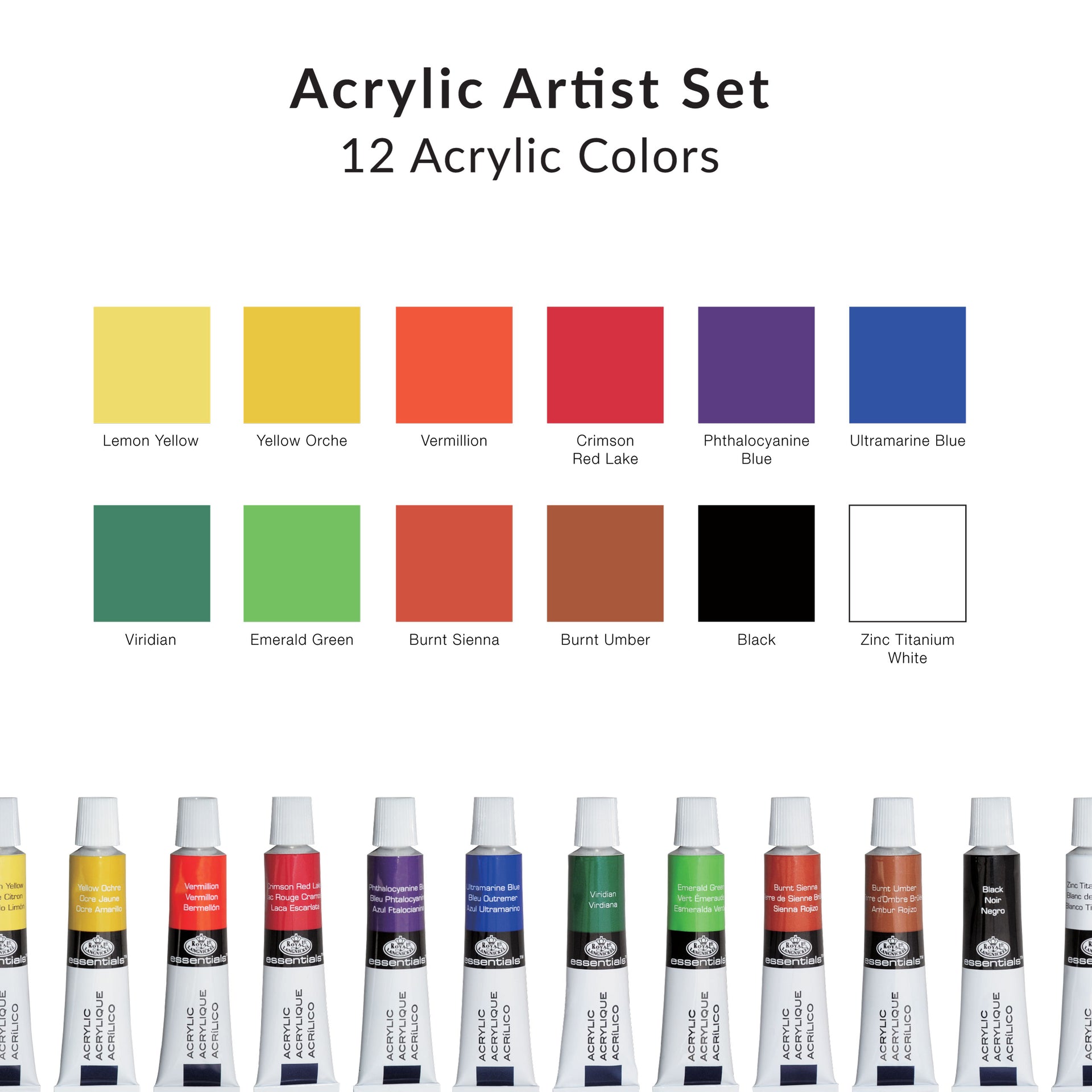 RSET-ART4204 | essentials™ 28pc Black Series Acrylic Wooden Box