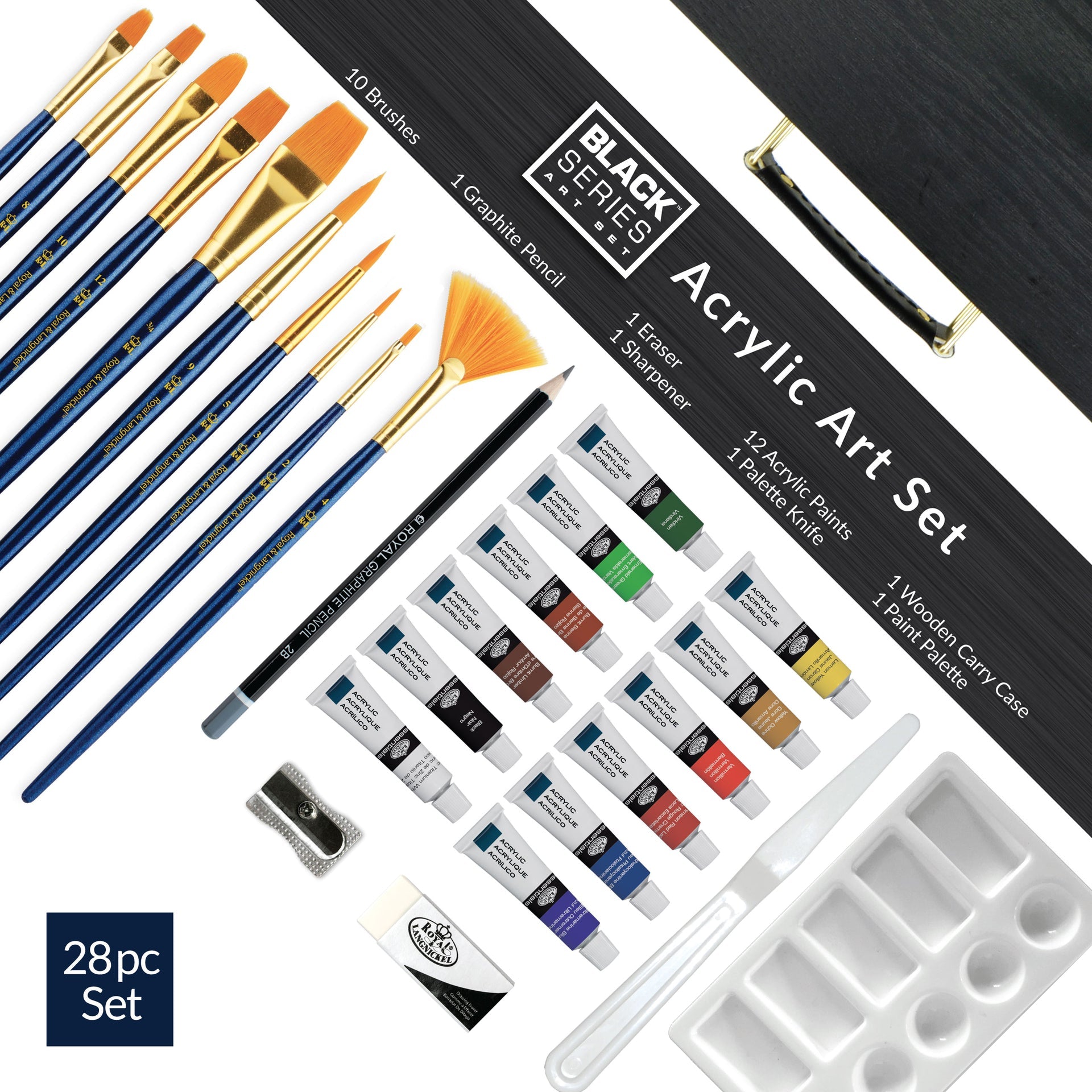 RSET-ART4204 | essentials™ 28pc Black Series Acrylic Wooden Box