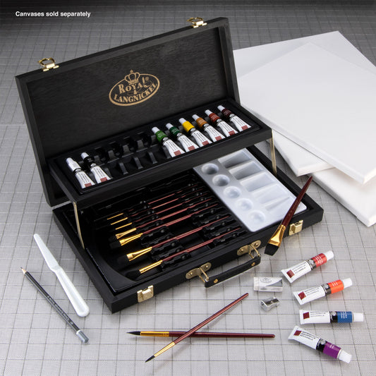 RSET-ART4205 | Essentials™ 28pc Black Series Watercolor Wooden Box Art Set