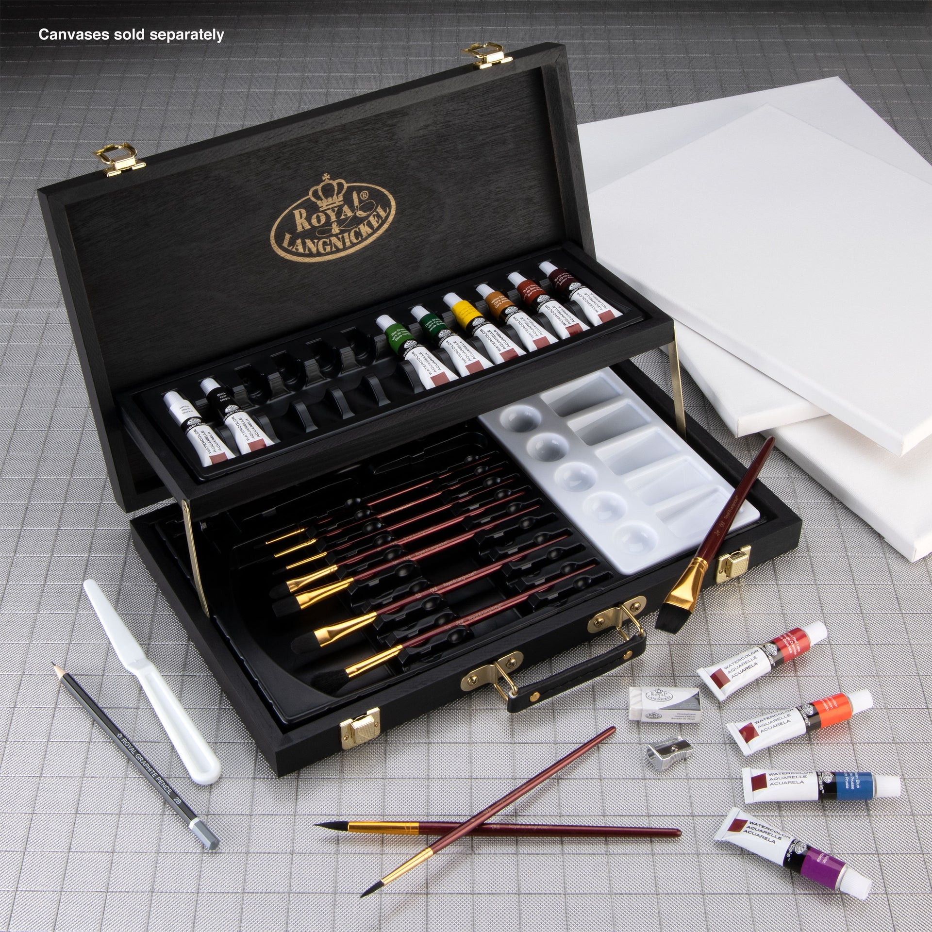 RSET-ART4205 | Essentials™ 28pc Black Series Watercolor Wooden Box
