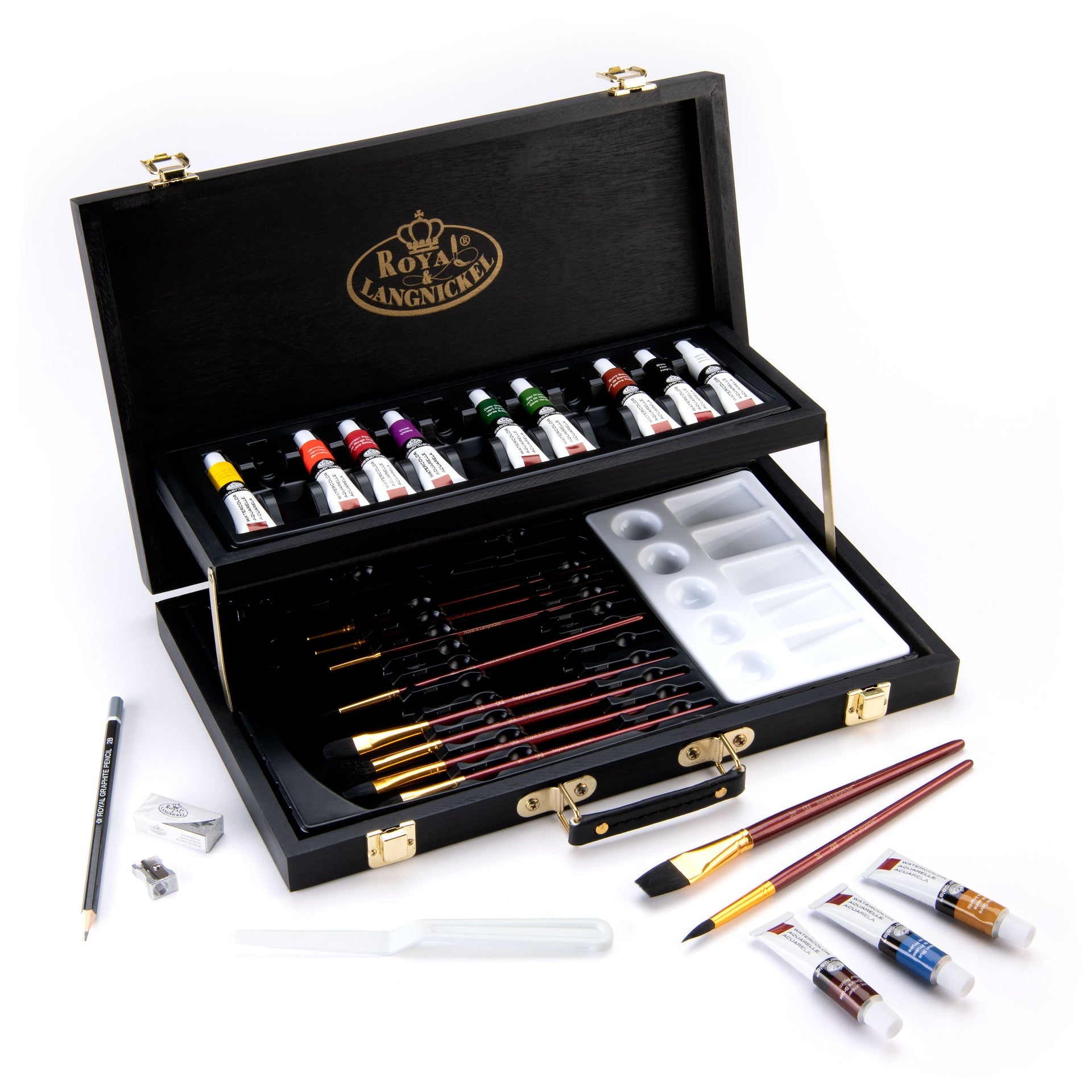 RSET-ART4205 | Essentials™ 28pc Black Series Watercolor Wooden Box