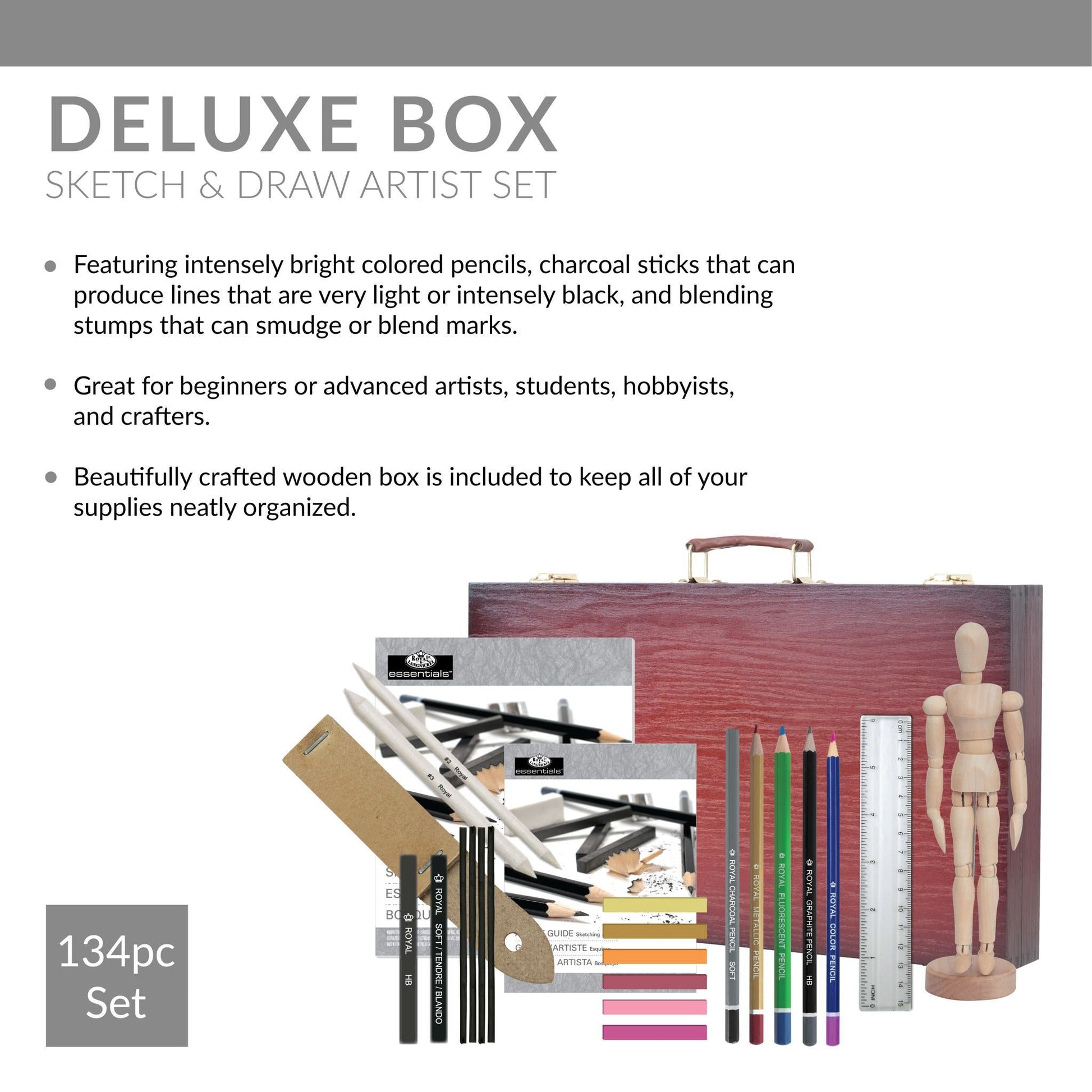 RSET-ART8100 - Essentials™ 134pc Sketching & Drawing Box Art Set infographic 3