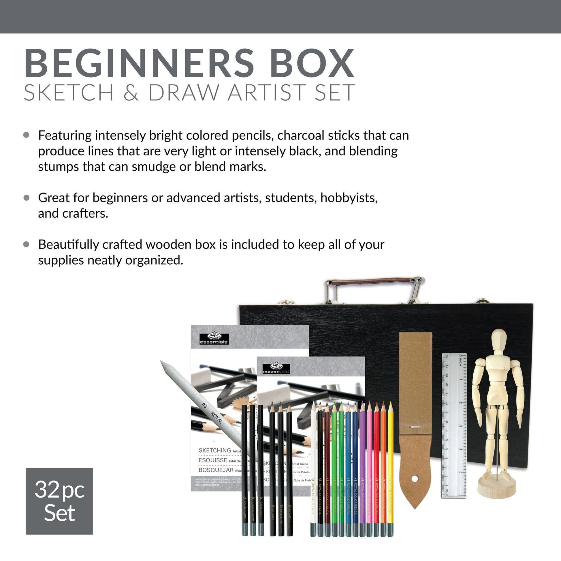 RSET-DS3000 - Essentials™ 32pc Sketching & Drawing Travel Art Set infographic 2