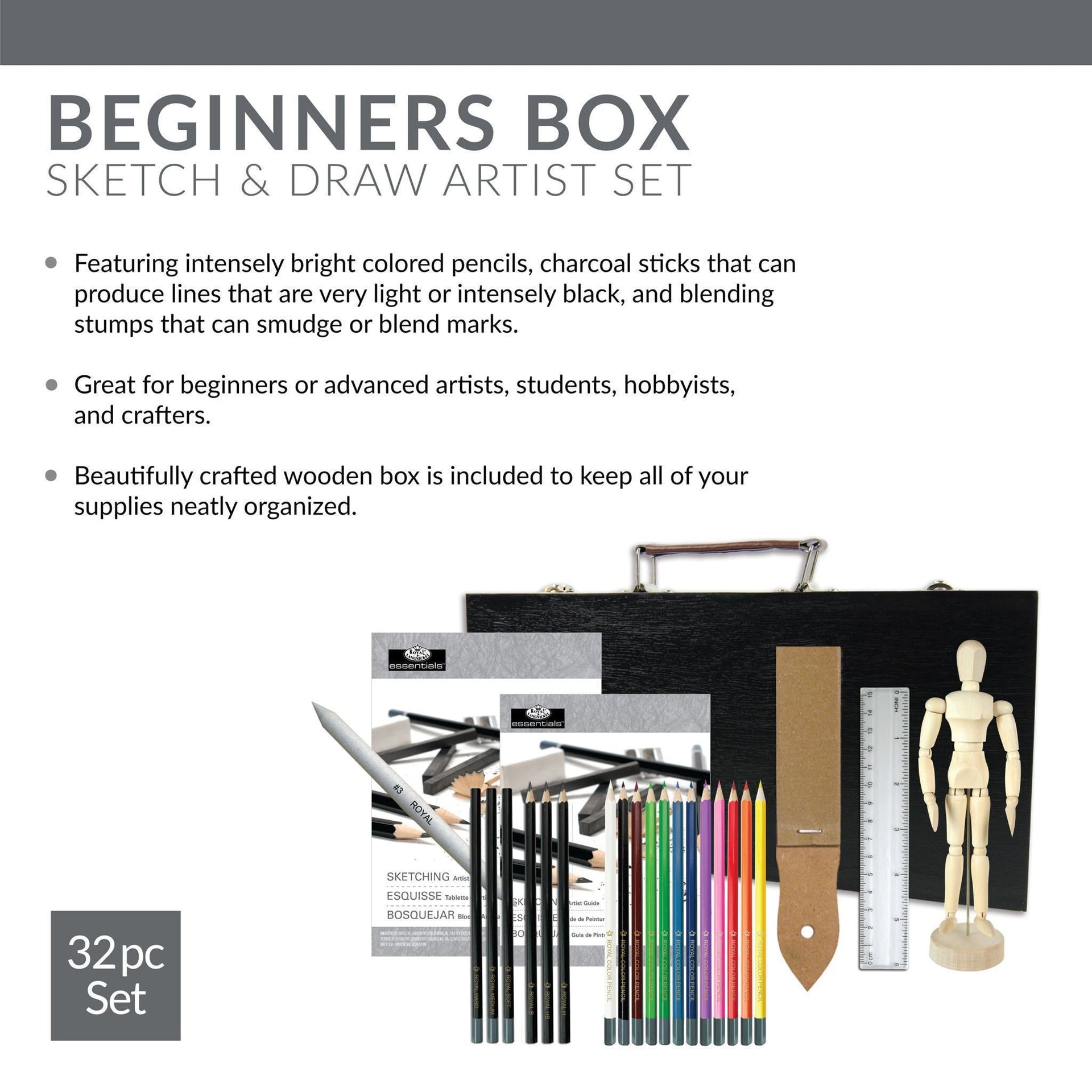 RSET-DS3000 - Essentials™ 32pc Sketching & Drawing Travel Art Set infographic 2