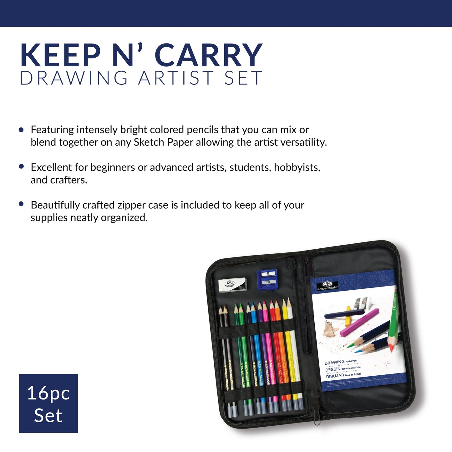 RSET-KCDS | Essentials™ 16pc Drawing Keep N' Carry Travel Art Set
