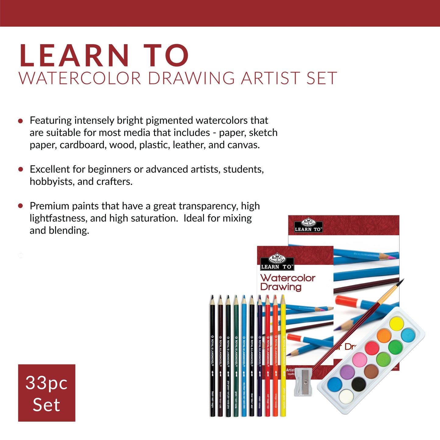 RSET-LT251 | Learn To™ 33pc Watercolor Drawing Art Set