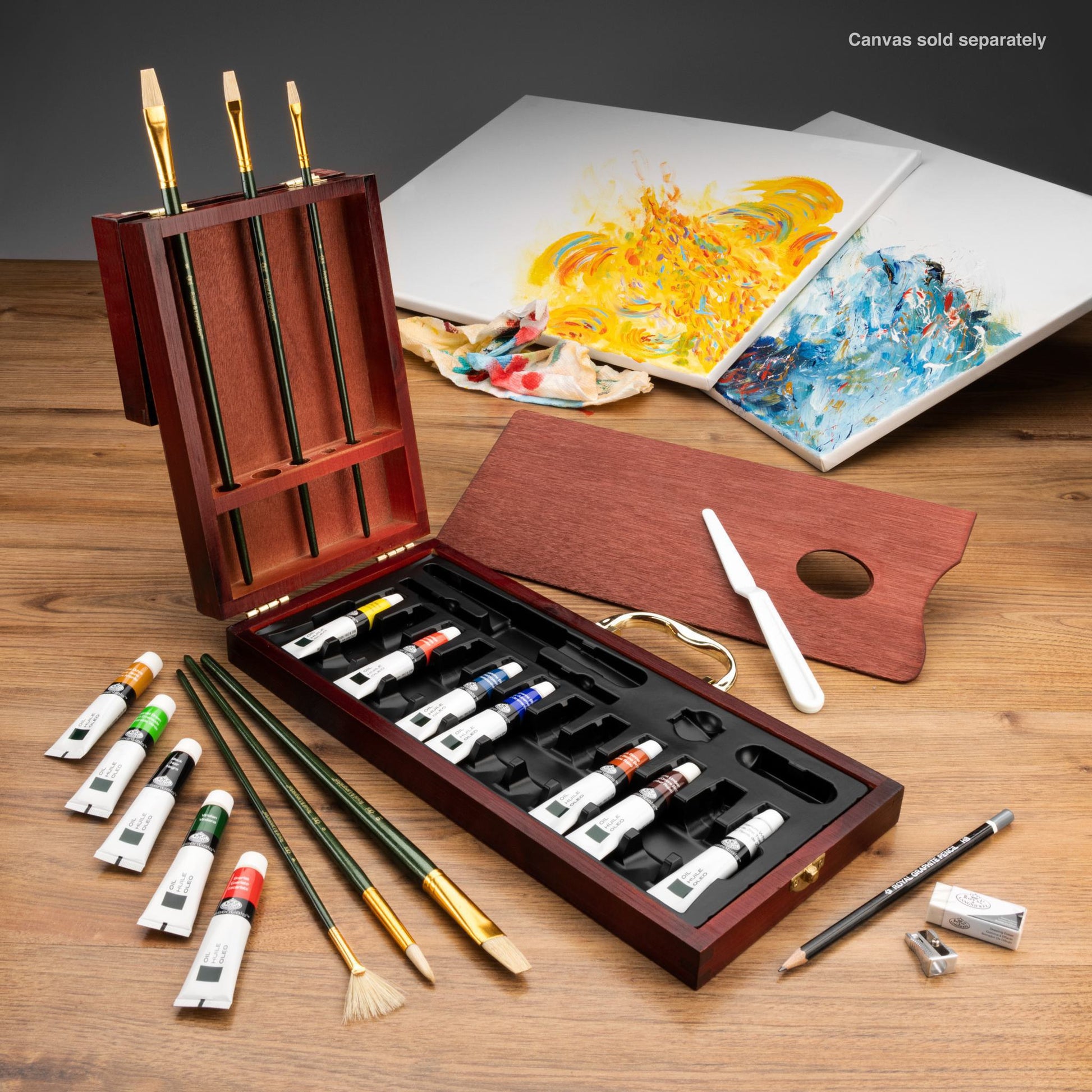 RSET-OIL2020 - Essentials™ 24pc Oil Painting Long Handle Travel Art Set glam 2