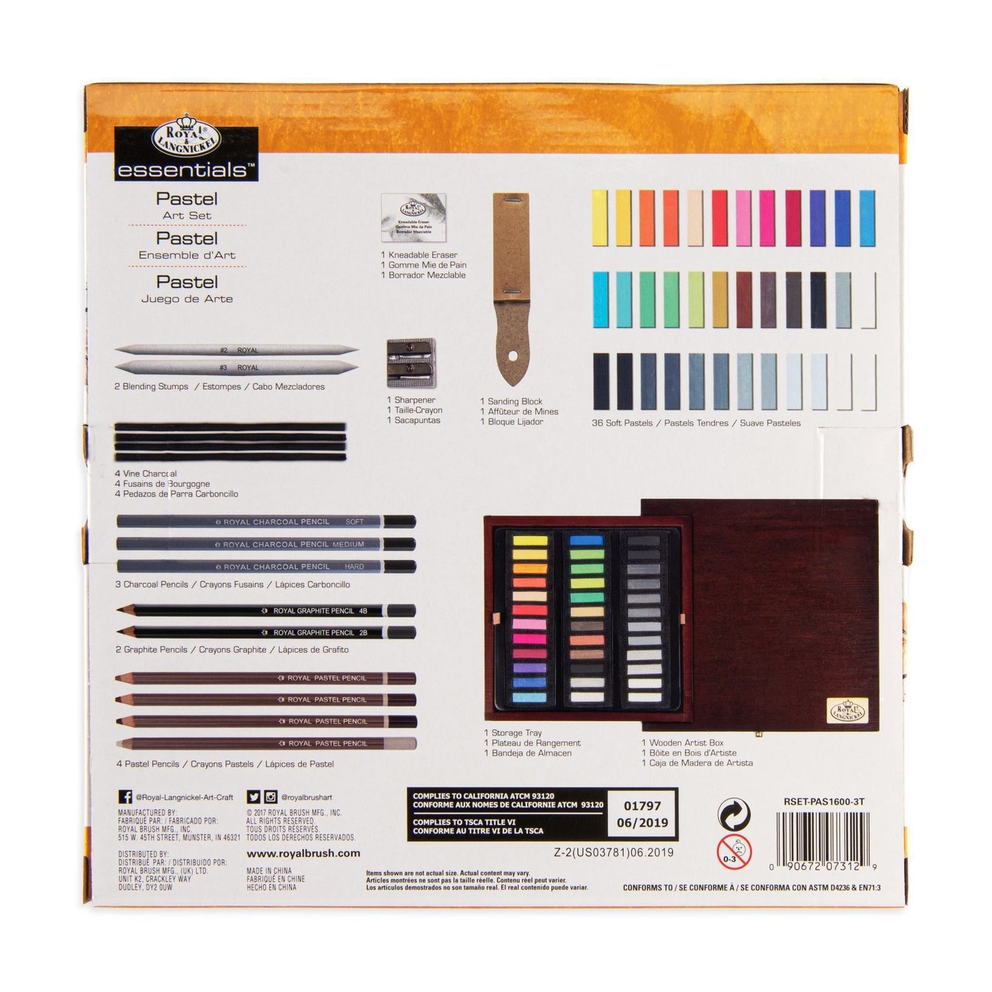 RSET-PAS1600 - Essentials™ 56pc Pastel Travel Art Set packaging back