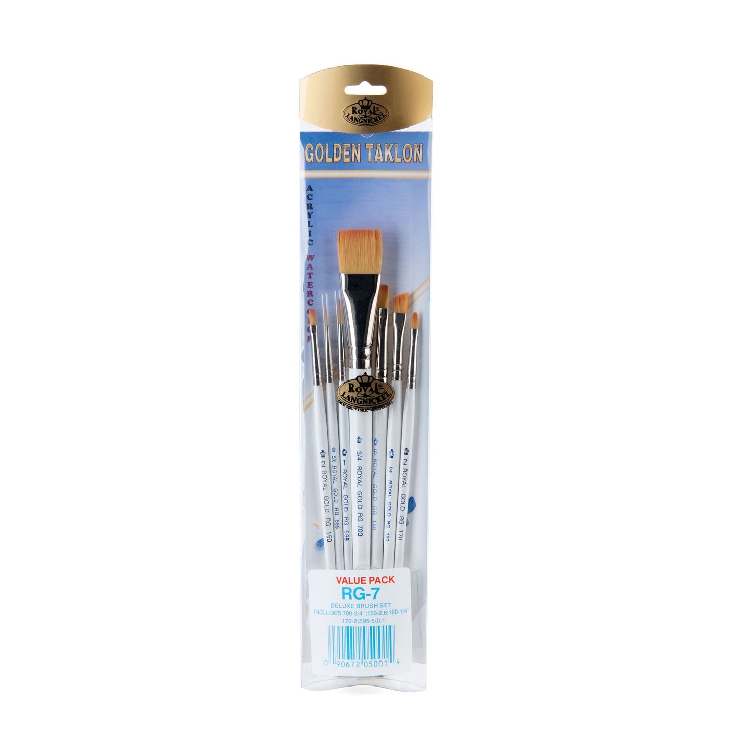 RSET-RG7 - Royal Gold™ 7pc Golden Taklon Variety Brush Set packaging front