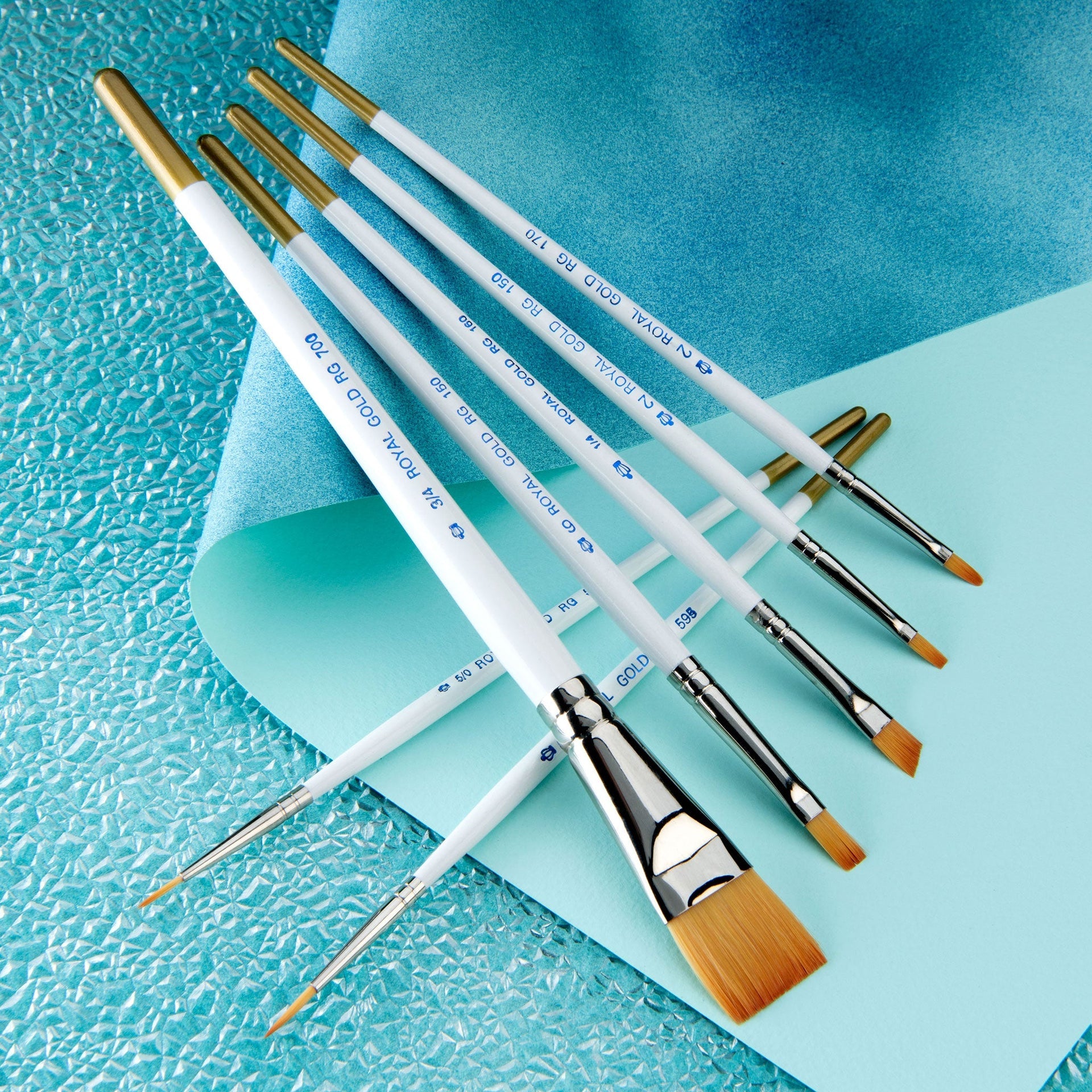 RSET-RG7 | Royal Gold™ 7pc Golden Taklon Variety Brush Set – Royal