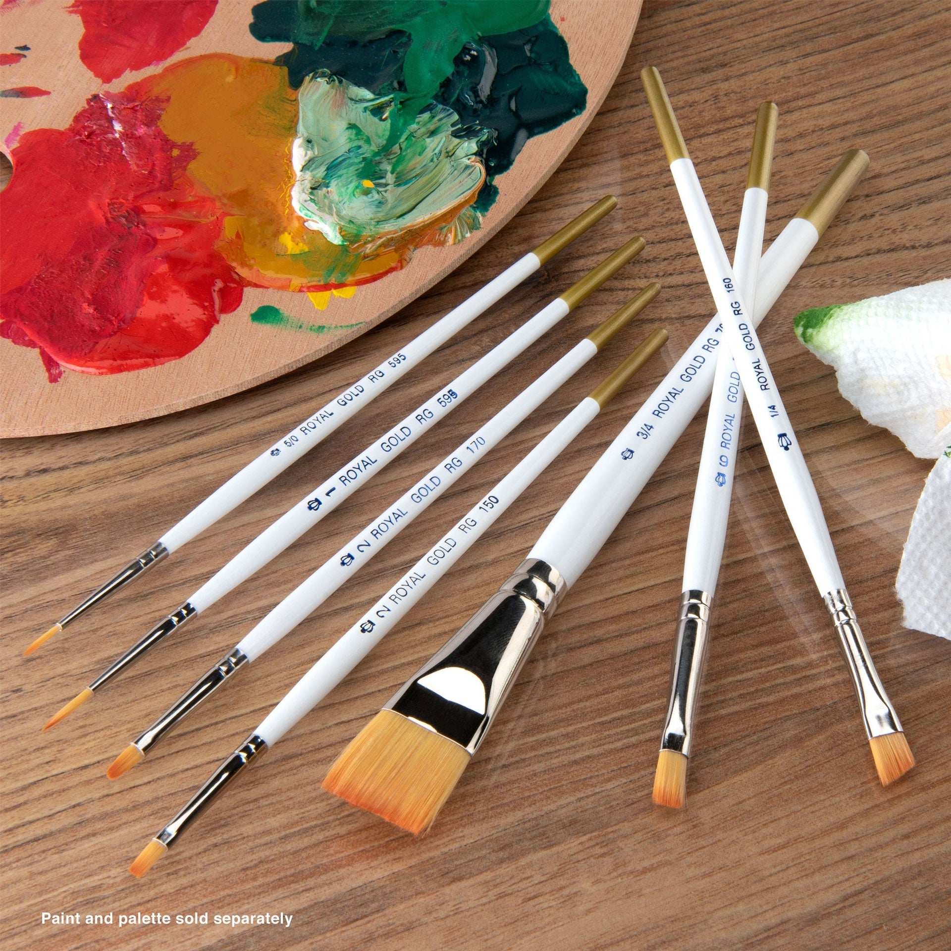 RSET-RG7 | Royal Gold™ 7pc Golden Taklon Variety Brush Set – Royal