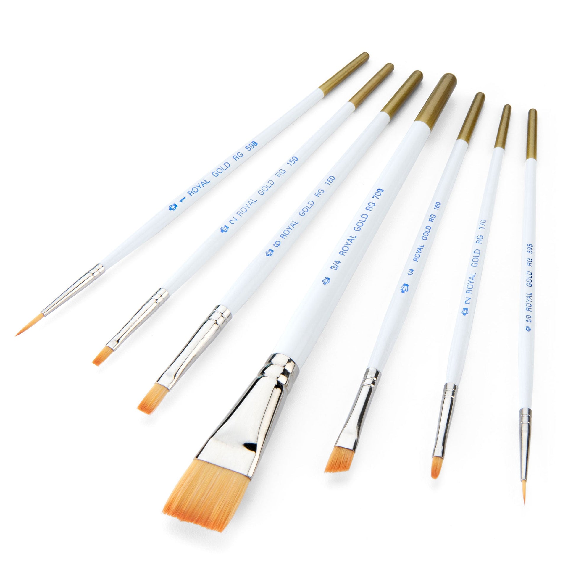 RSET-RG7 | Royal Gold™ 7pc Golden Taklon Variety Brush Set – Royal