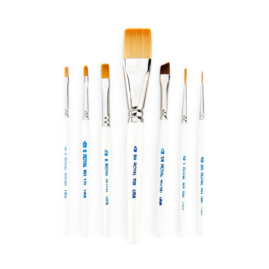 RSET-RG7S - Royal Gold™ 7pc Golden Taklon Variety Short Handle Brush Set