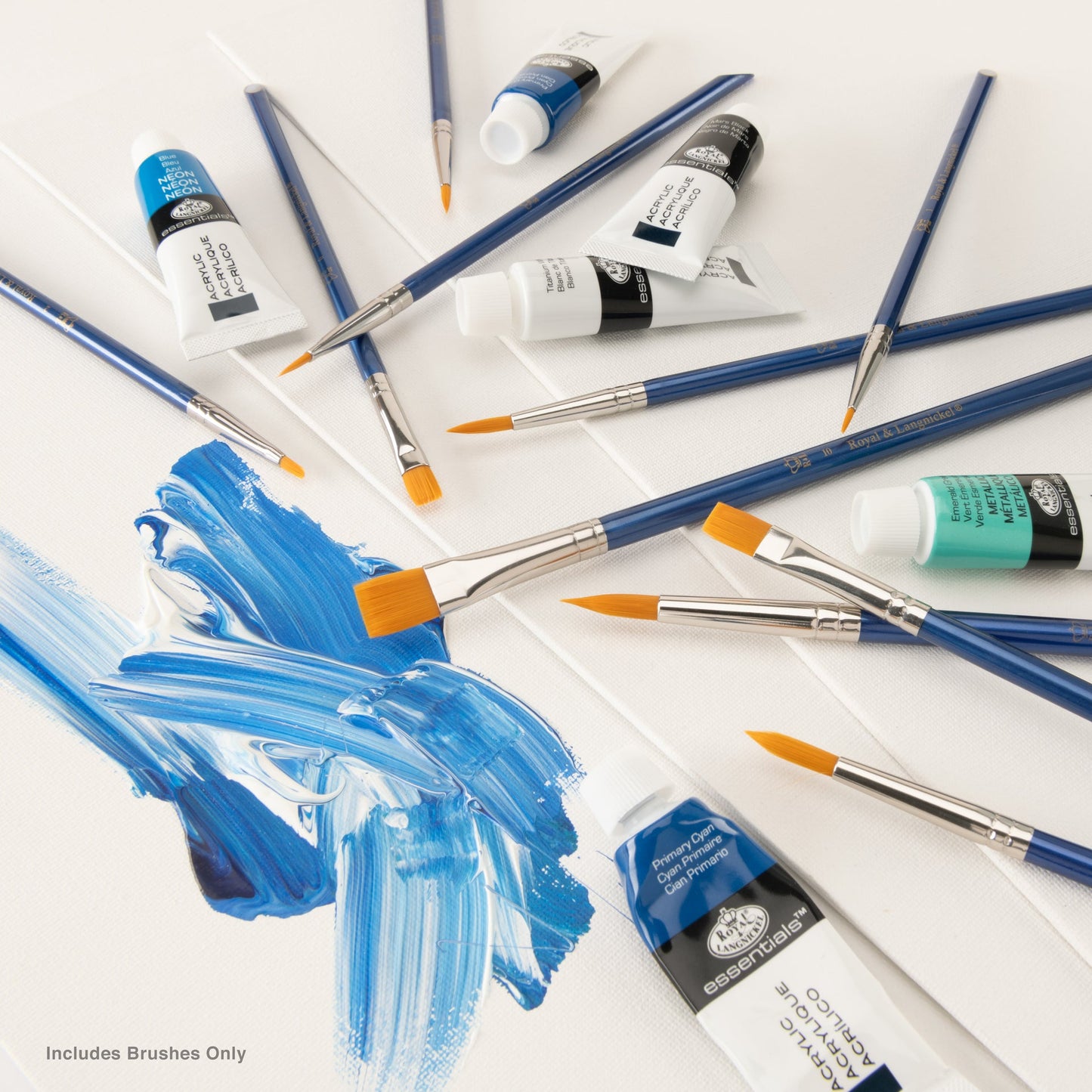 SVP7-SIA | Gold Taklon 10pc Round/Shader Acrylic Brush Value Pack