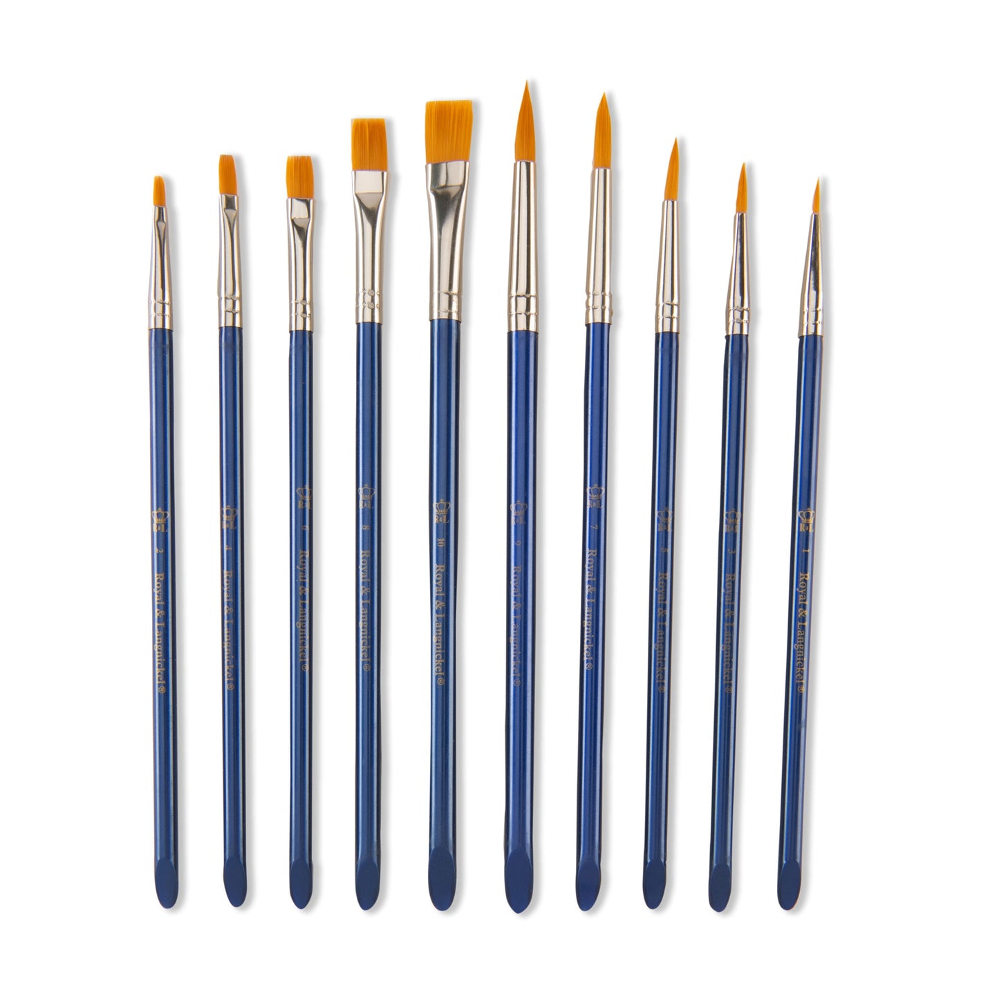 SVP7-SIA | Gold Taklon 10pc Round/Shader Acrylic Brush Value Pack
