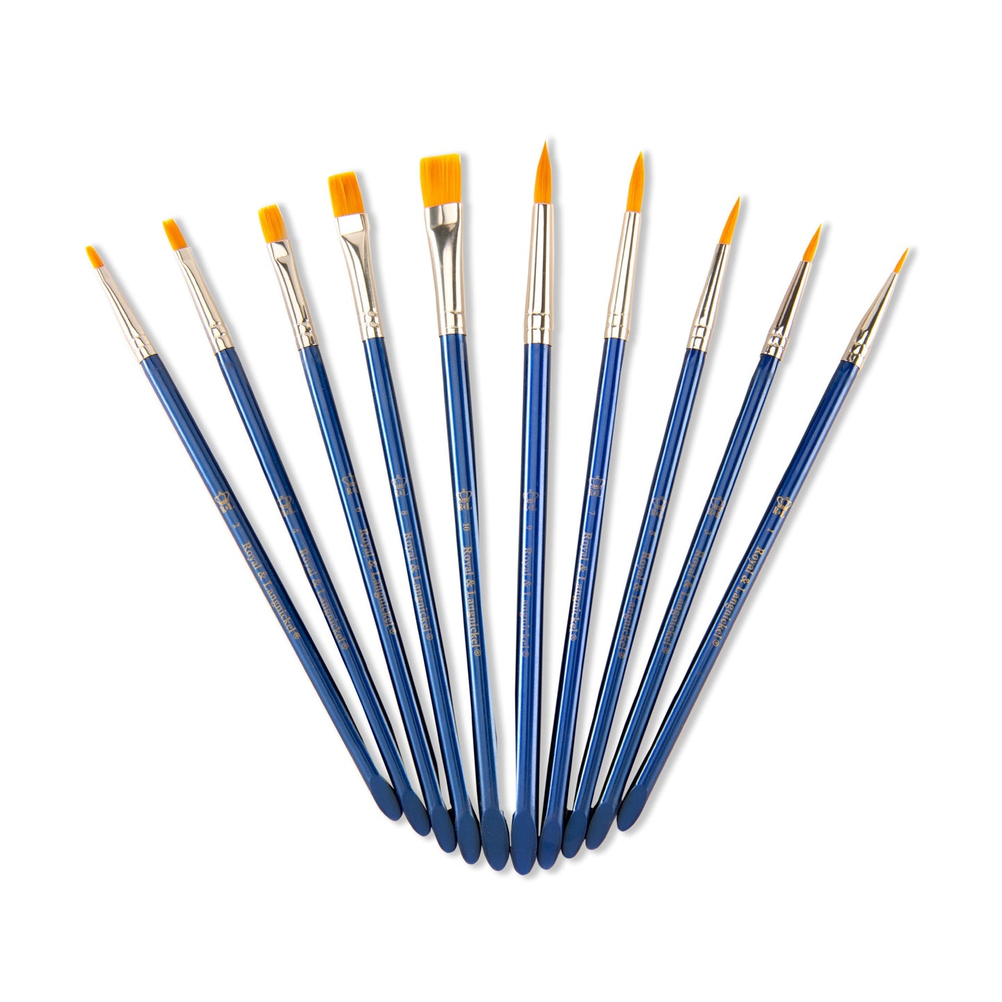 SVP7-SIA | Gold Taklon 10pc Round/Shader Acrylic Brush Value Pack