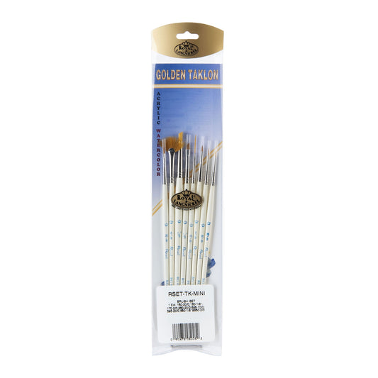 RSET-TK-MINI - Royal Gold™ 8pc Golden Taklon Ultra-Short Handle Variety Brush Set packaging front