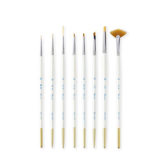 RSET-TK-MINI - Royal Gold™ 8pc Golden Taklon Ultra-Short Handle Variety Brush Set