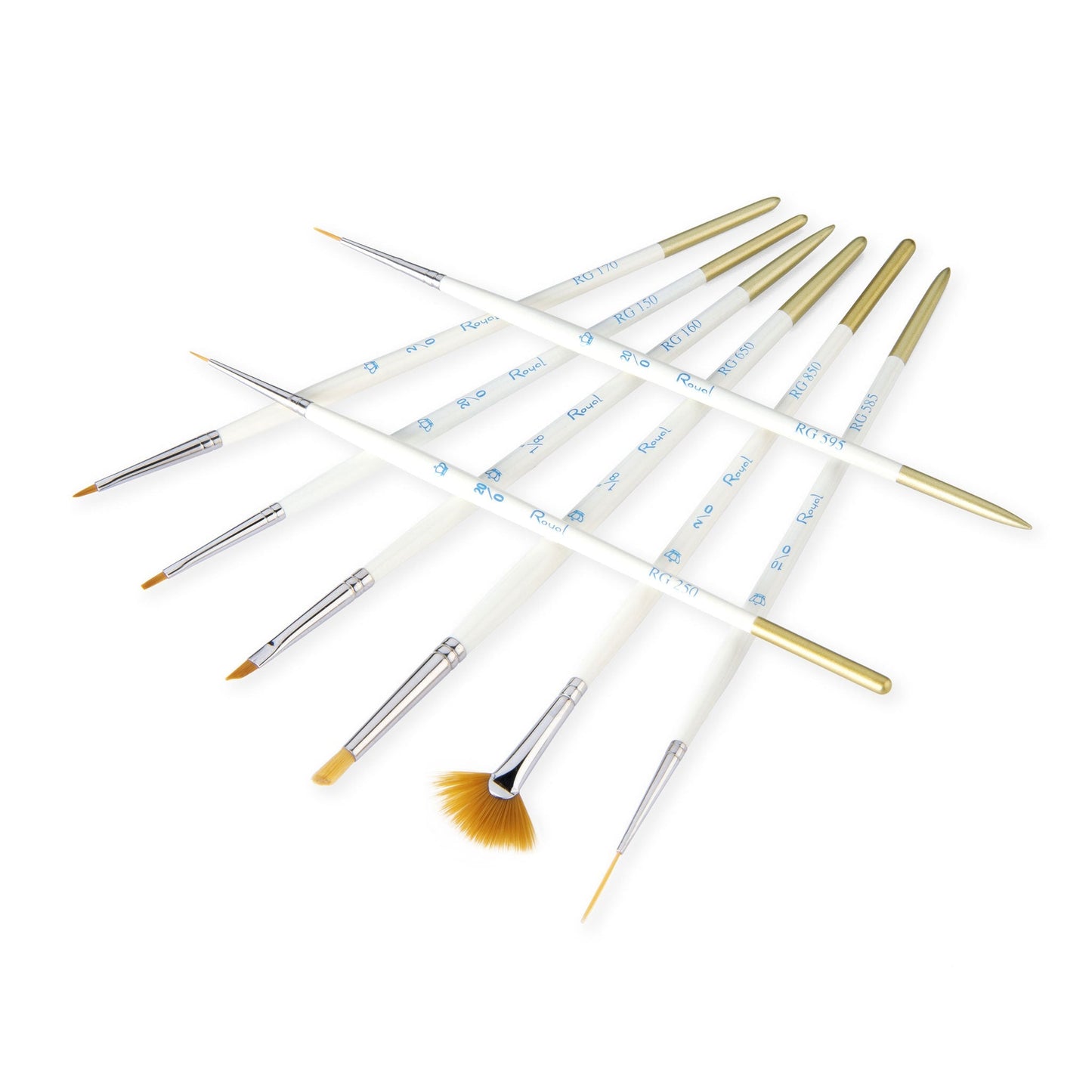 RSET-TK-MINI - Royal Gold™ 8pc Golden Taklon Ultra-Short Handle Variety Brush Set glam 2