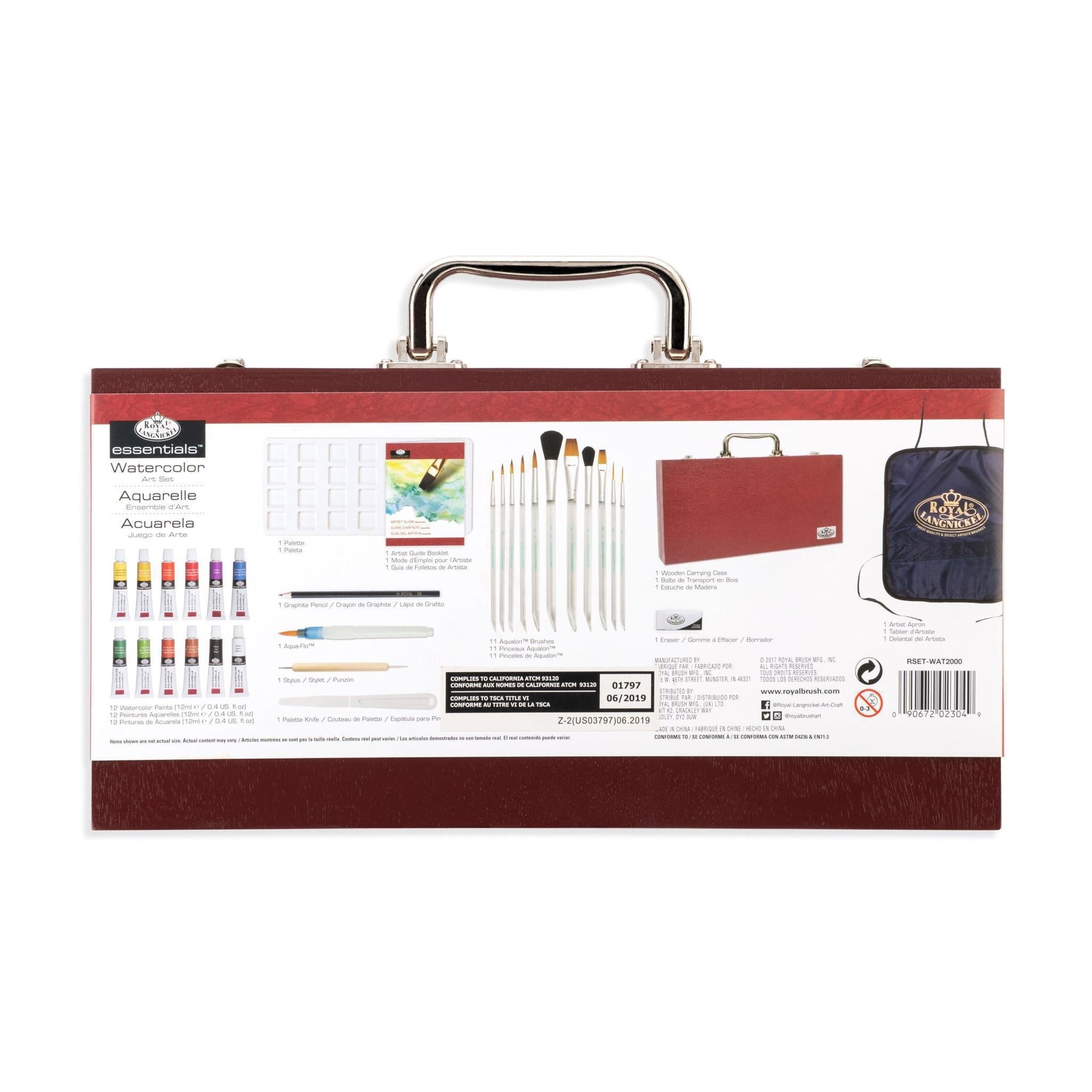 RSET-WAT2000 - Essentials™ 32pc Watercolor Painting Travel Art Set packaging back