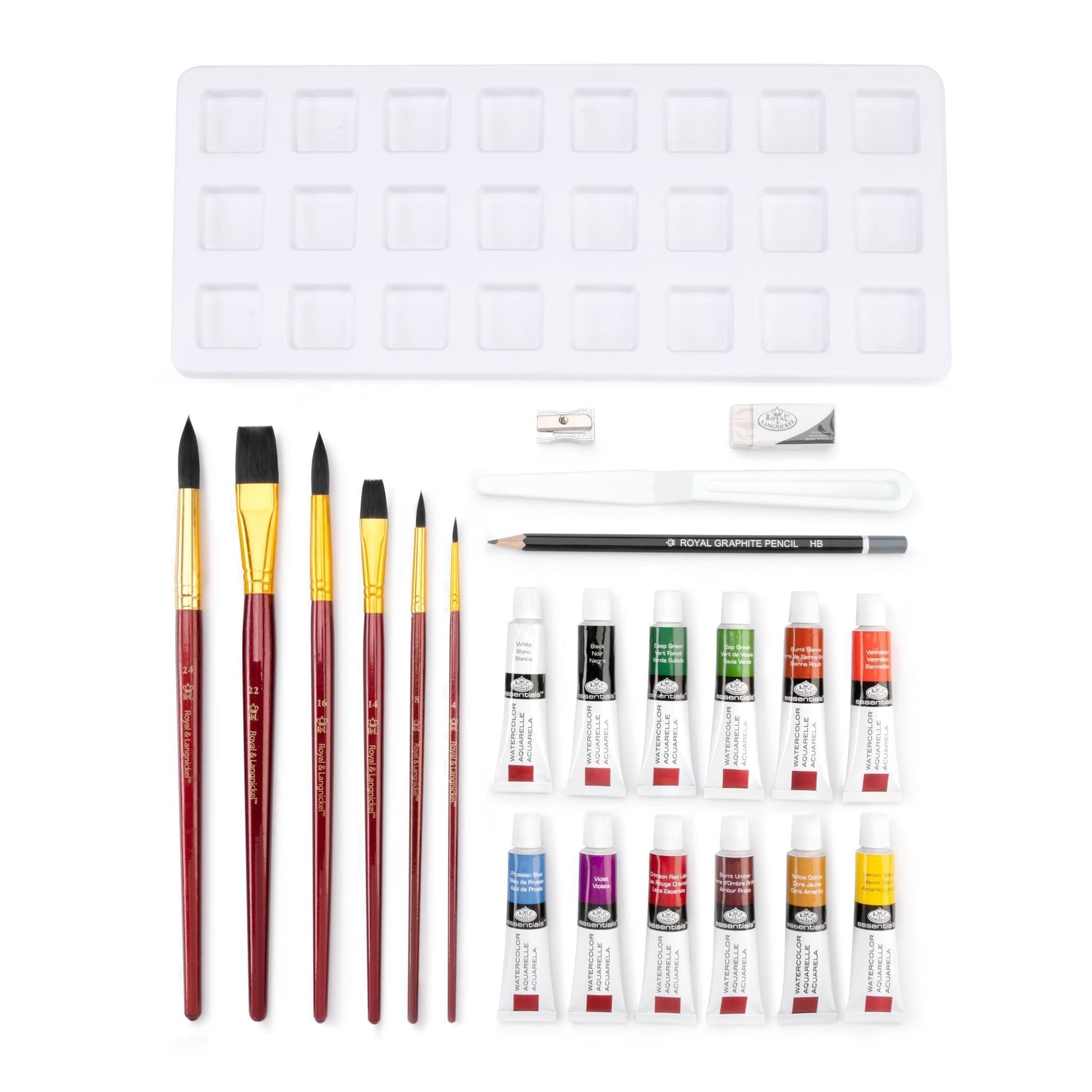 RSET-WAT2020 - Essentials™ 24pc Watercolor Painting Long Handle Travel Art Set glam 1