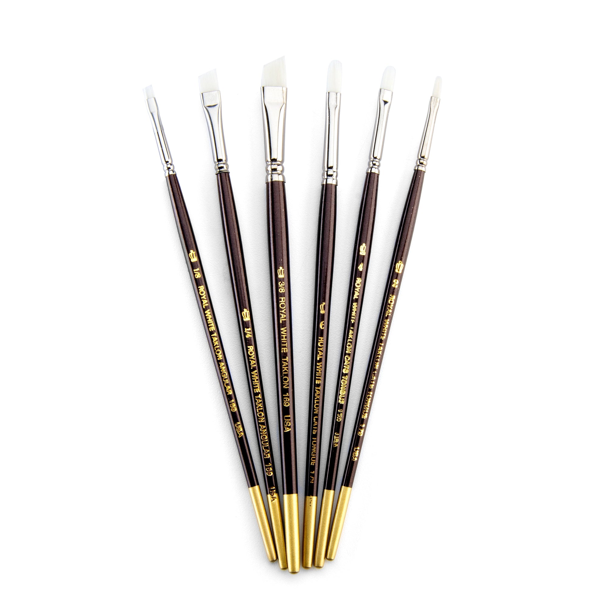 RSET-WFIL/ANG - White Taklon™ 6pc Filbert/Angular Brush Set brushes