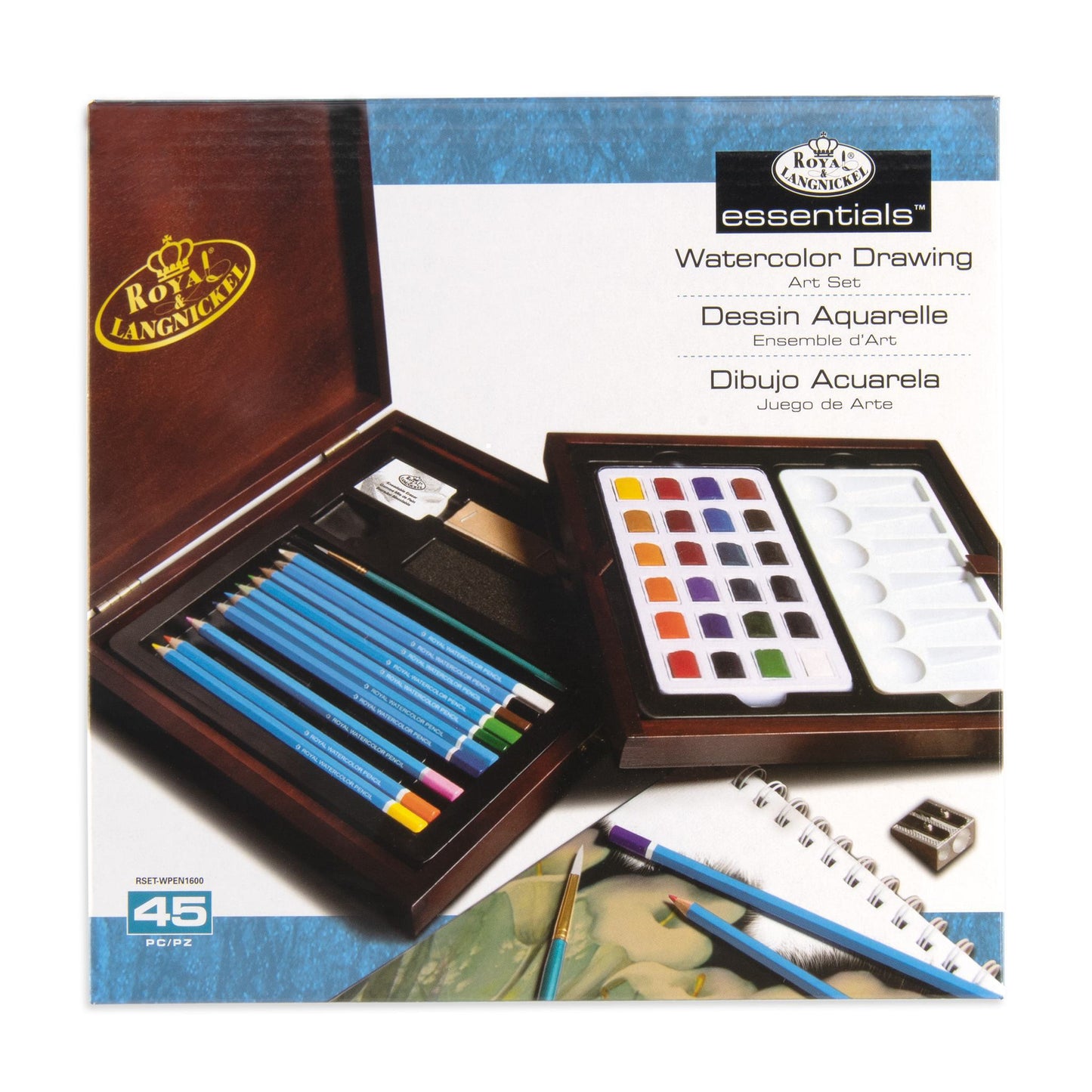 RSET-WPEN1600 - Essentials™ 45pc Watercolor Drawing Travel Art Set packaging front