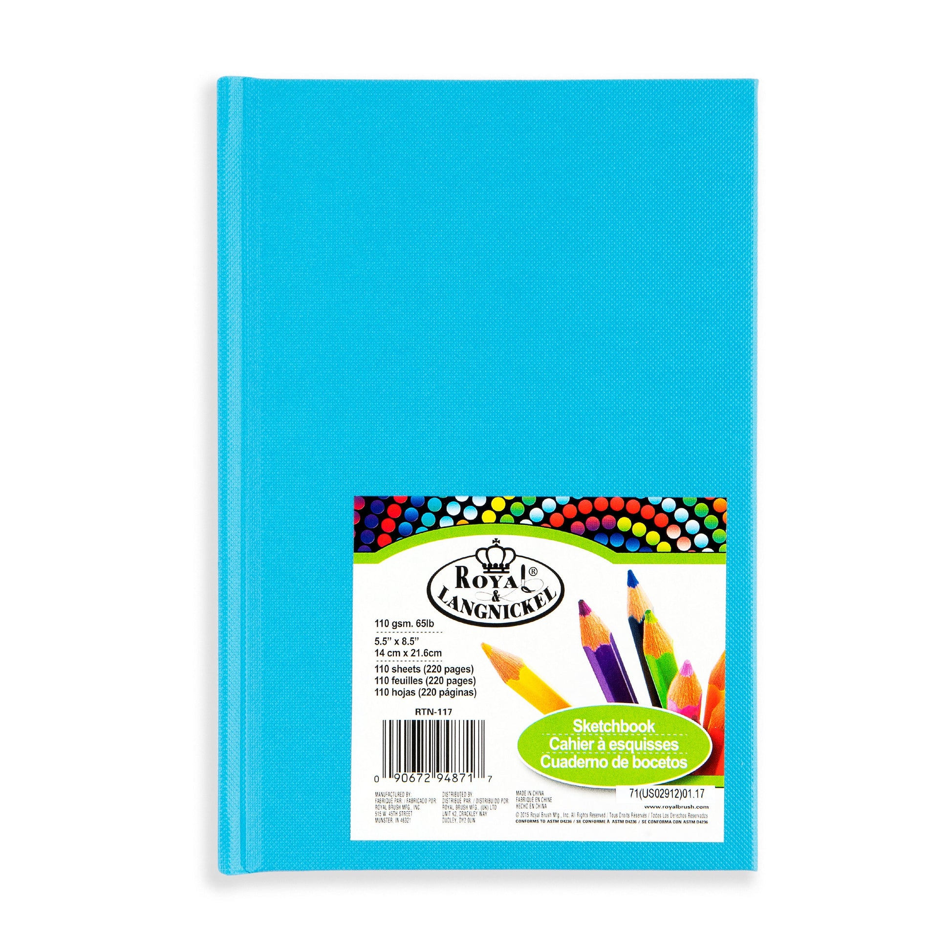 RTN-117 - Hardbound Sketchbook - 8.5" x 5.75" - Blue