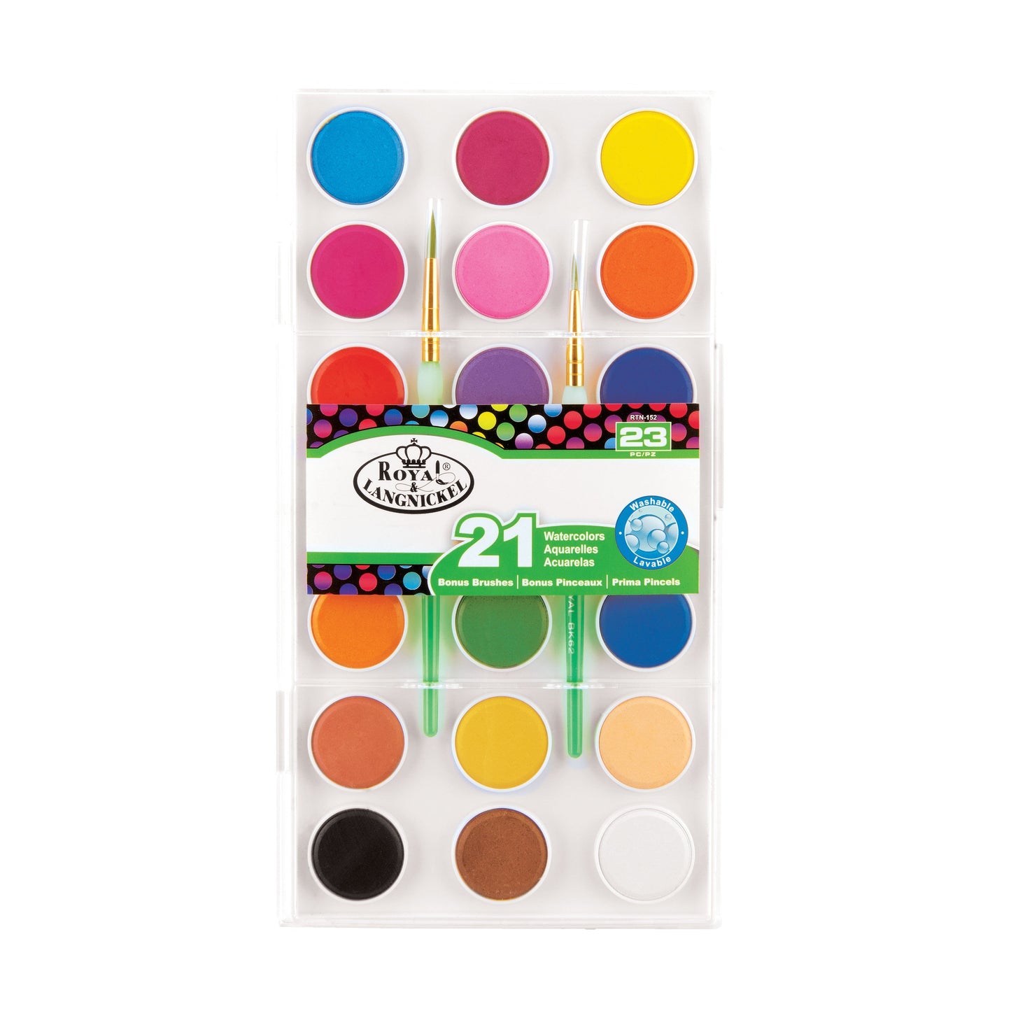 RTN-152 - Watercolor 21 Color with 2 Brushes - 24pc packaging front