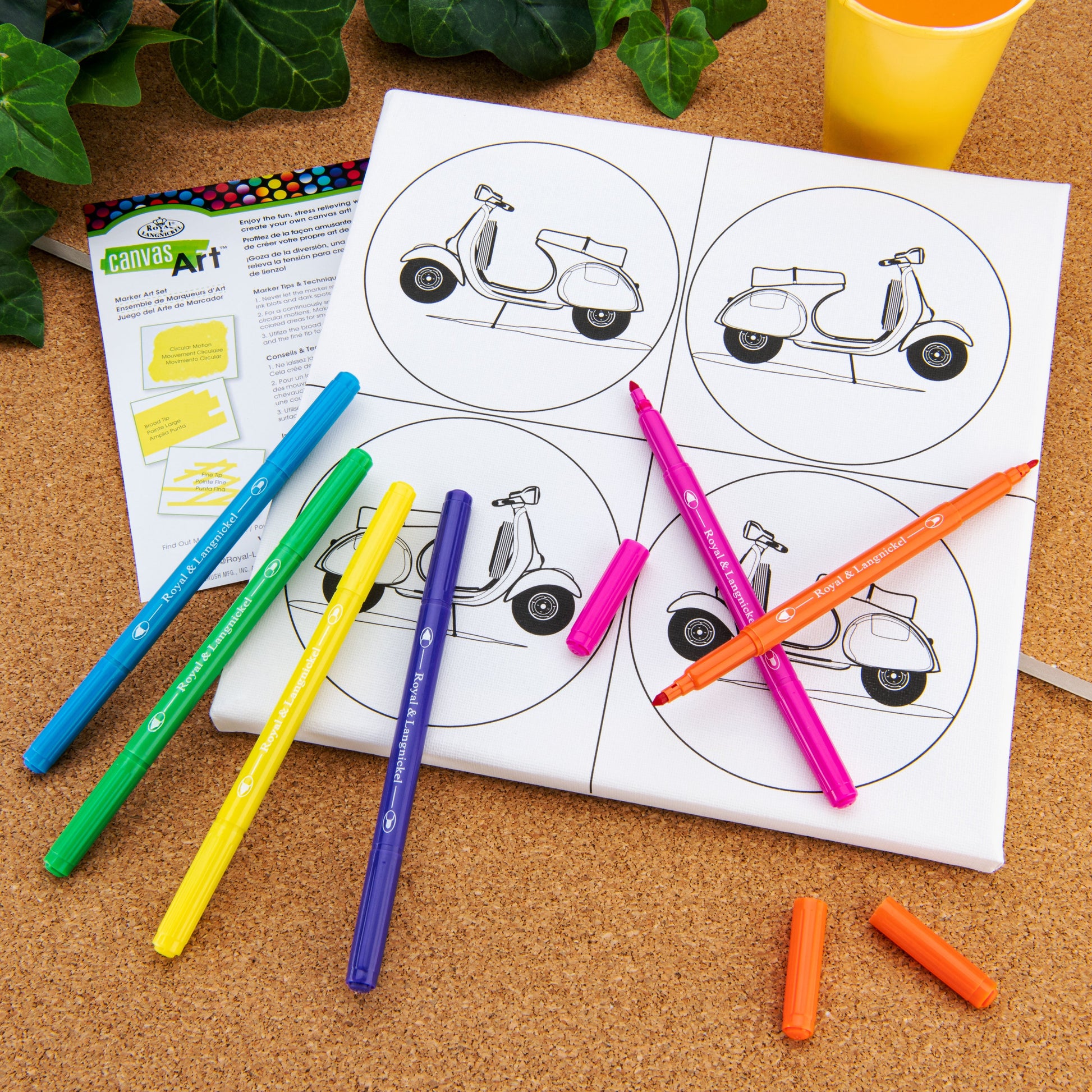 RTN-266 - Canvas Art™ 8pc Double-Tipped Markers "Scooters" Art Set glam