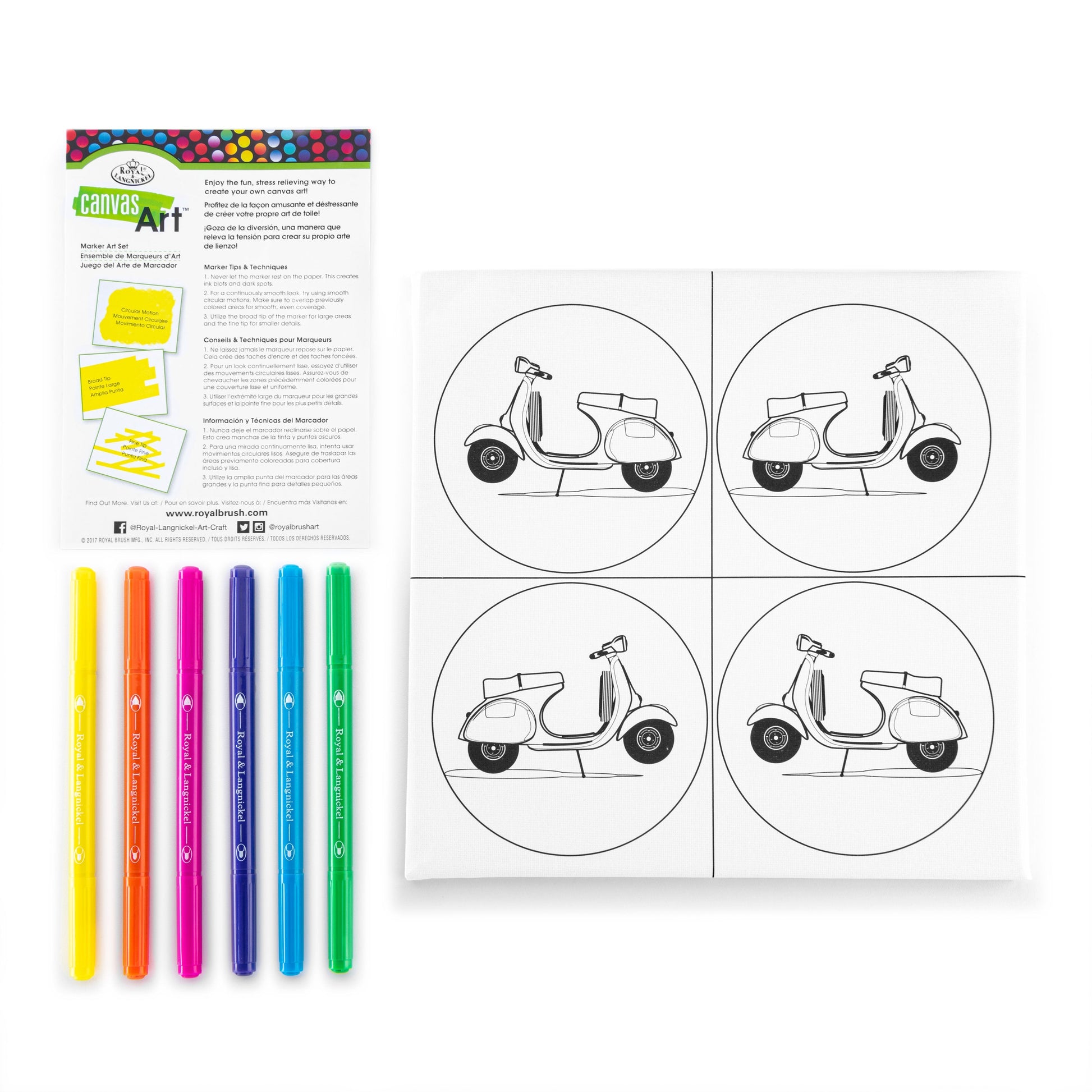 RTN-266 - Canvas Art™ 8pc Double-Tipped Markers "Scooters" Art Set