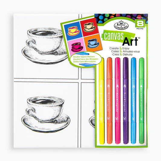 RTN-268 - Canvas Art™ 8pc Double-Tipped Markers "Teacups" Art Set packaging front