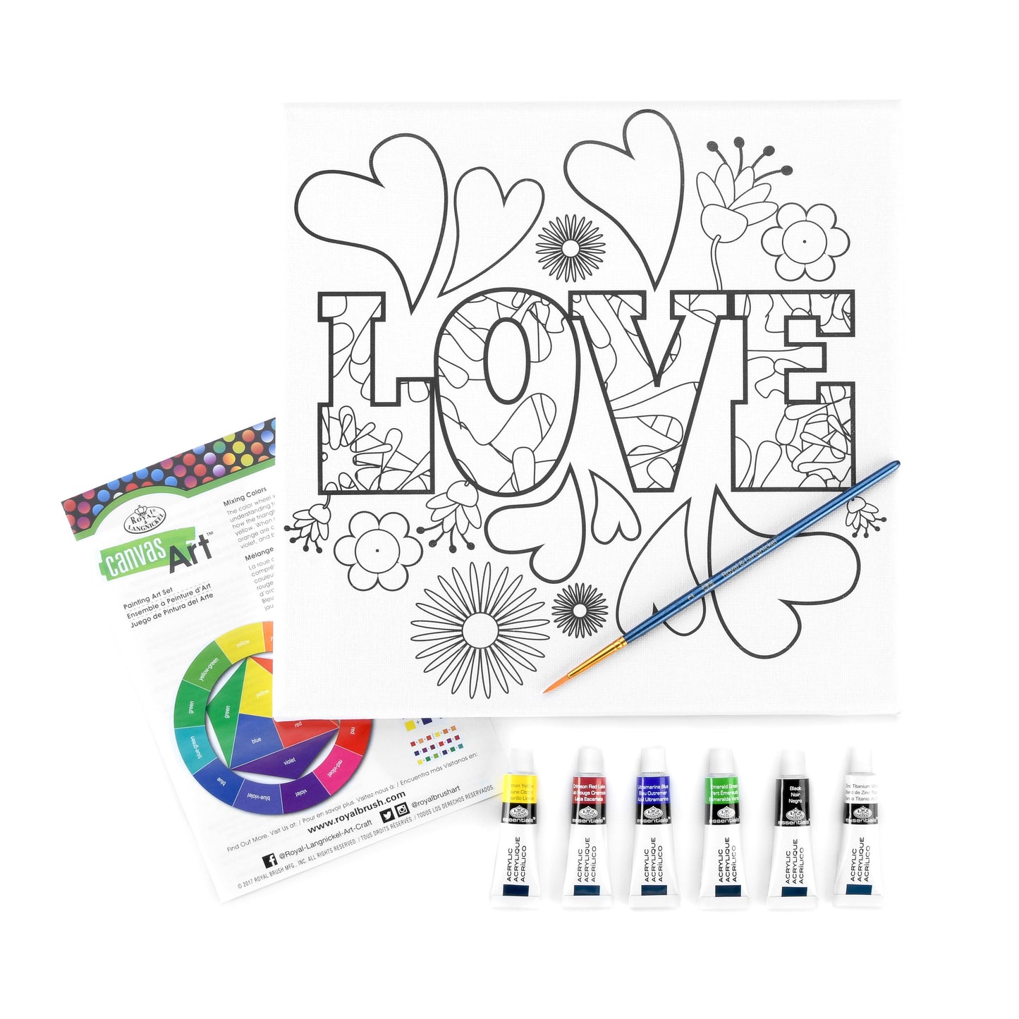 RTN-271 - Canvas Art™ 9pc Acrylic Painting "Love" Art Set