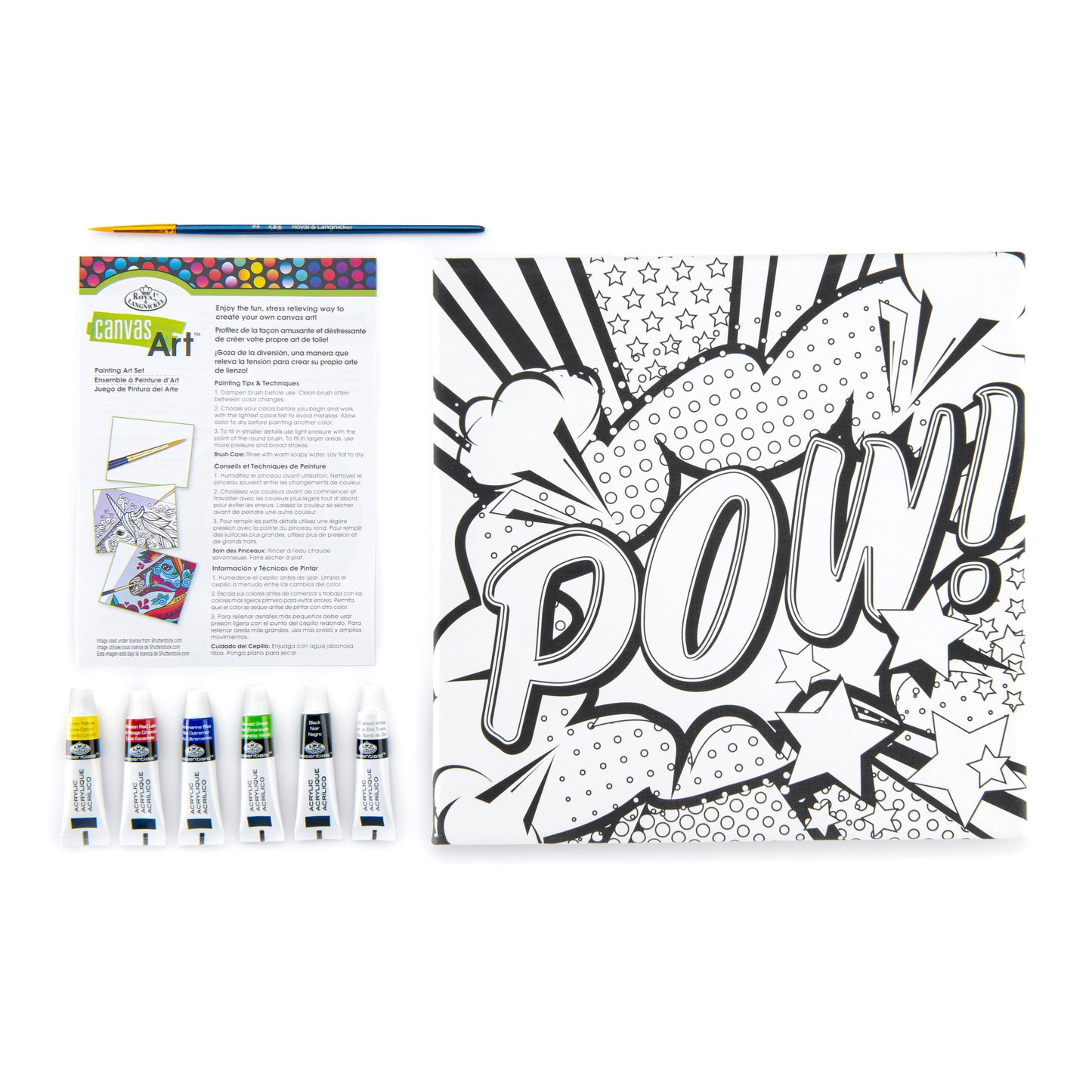 RTN-272 - Canvas Art™ 9pc Acrylic Painting "Pow!" Art Set