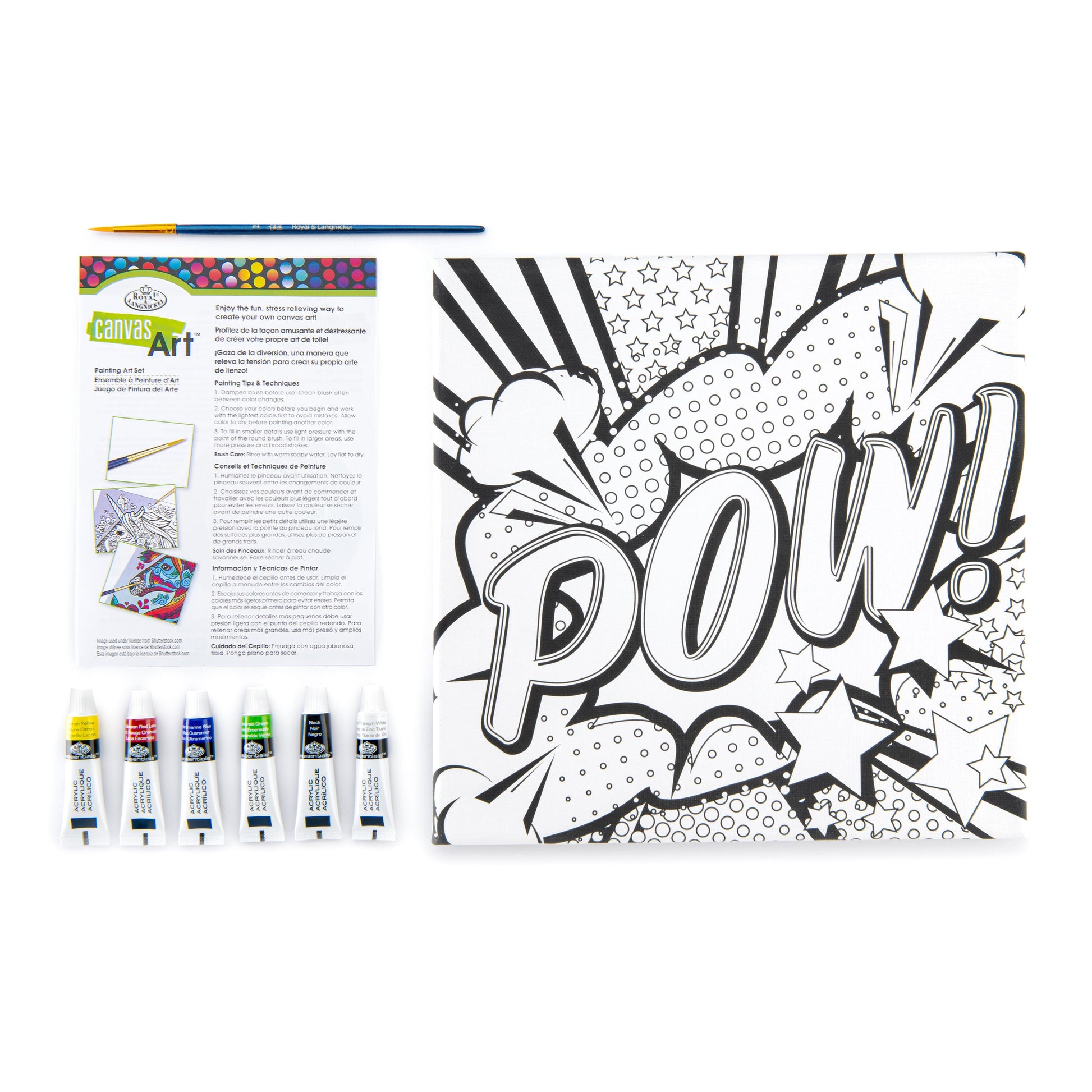 RTN-272 - Canvas Art™ 9pc Acrylic Painting "Pow!" Art Set