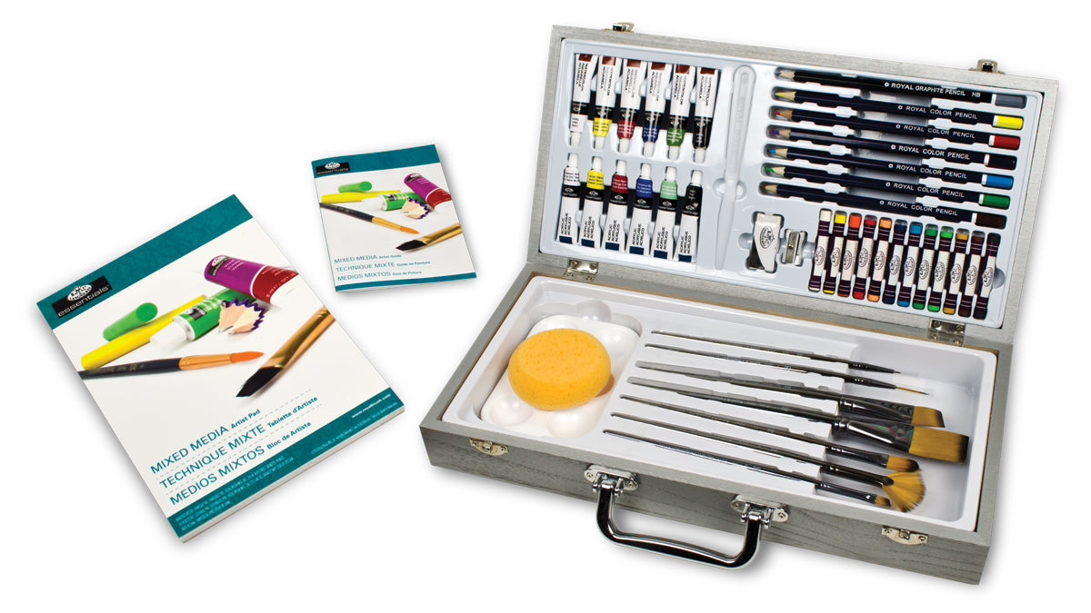 RZEN-MMS7301 | Essentials™ 53pc Mixed Media Standard Handle Zen Brush Travel Art Set