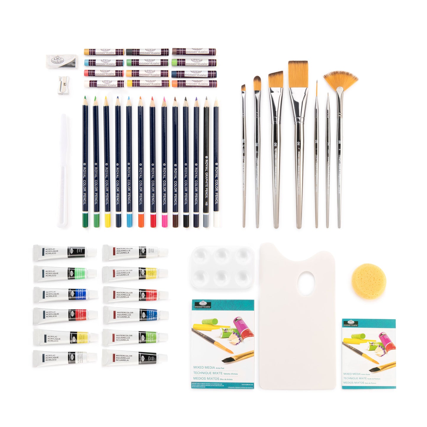 RZEN-MMS7301 | Essentials™ 53pc Mixed Media Standard Handle Zen Brush Travel Art Set