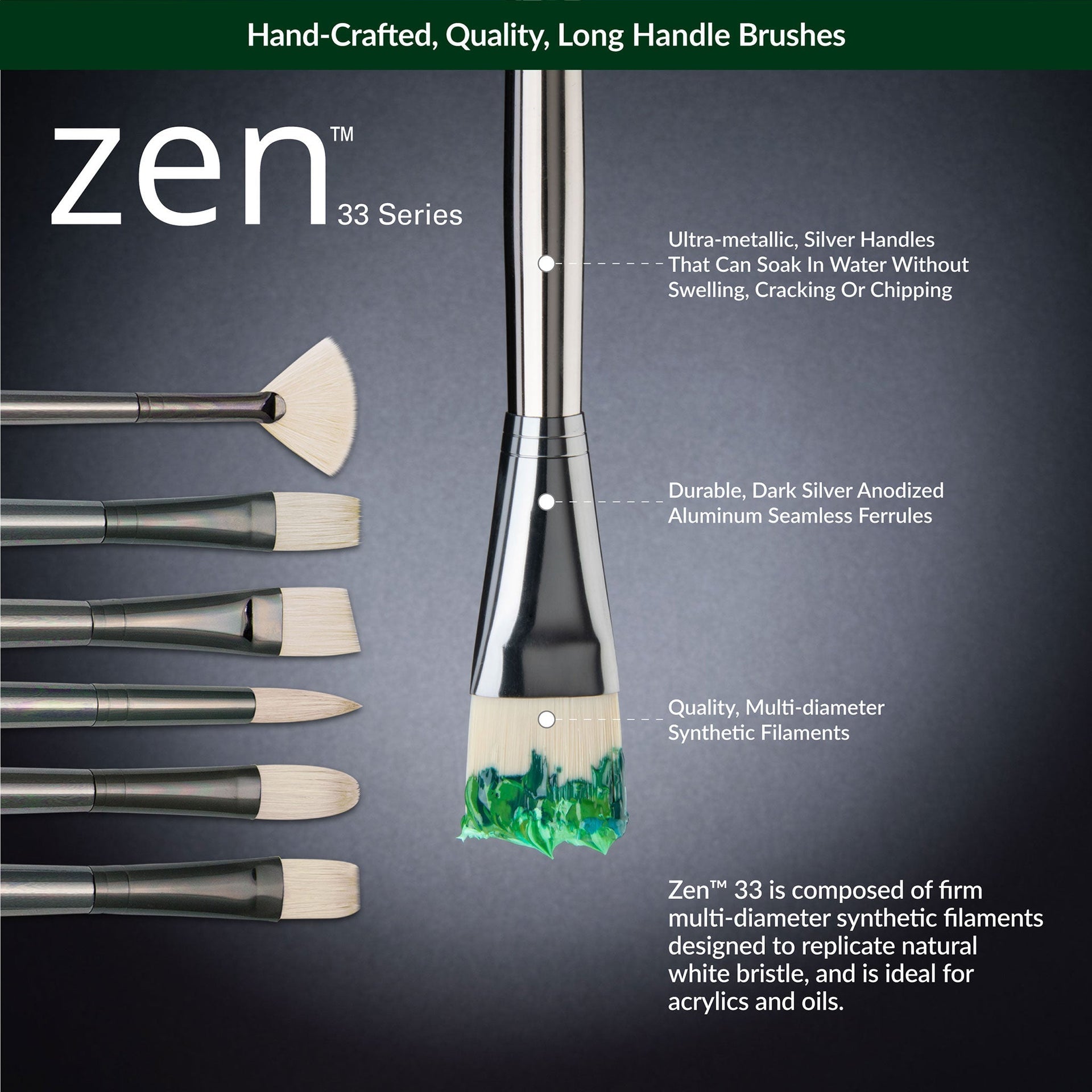 RZEN-SET332 - zen™ 33 Series 5pc Long Handle Variety Brush Set infographic 1