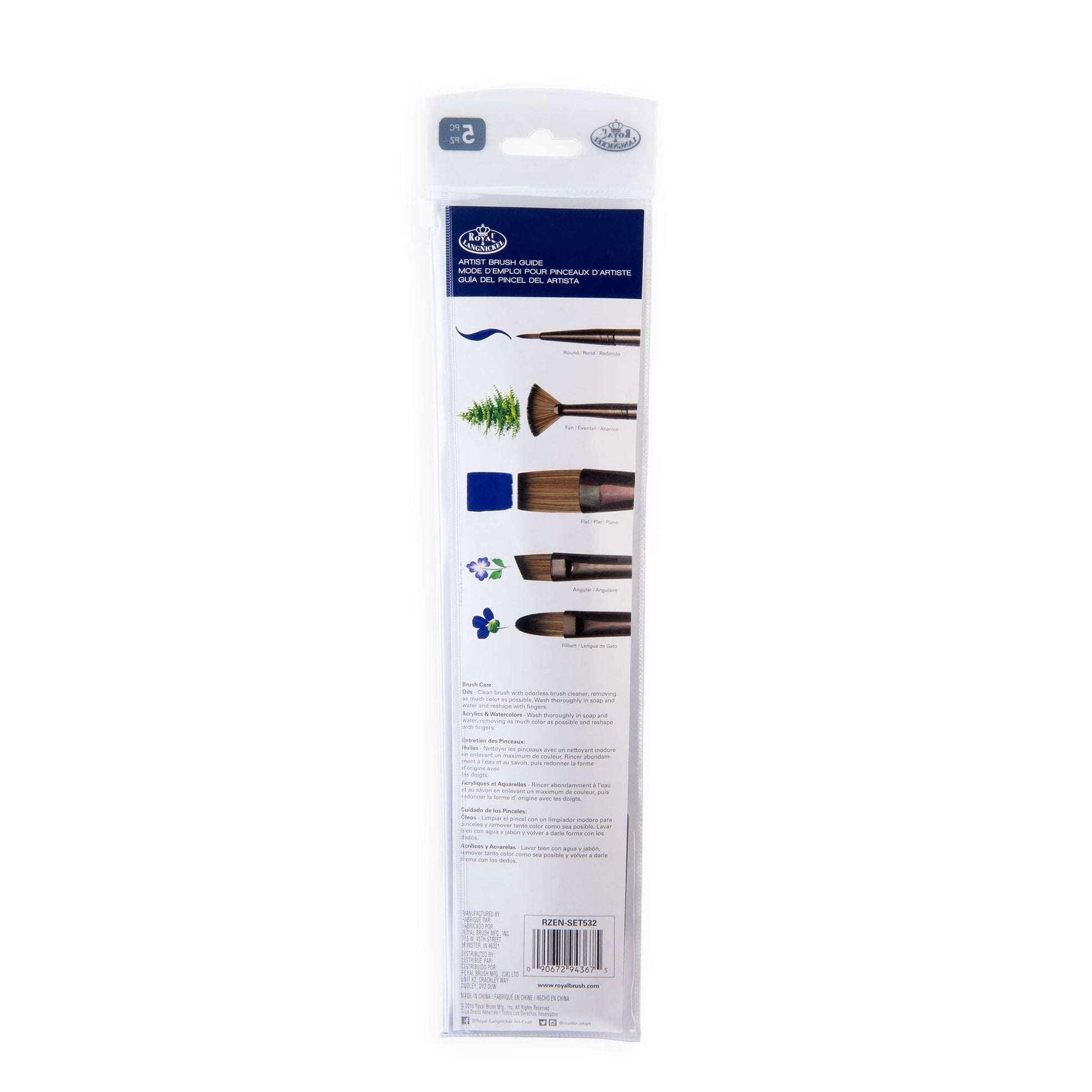 RZEN-SET532 - zen™ 53 Series 5pc Long Handle Variety Brush Set packaging back