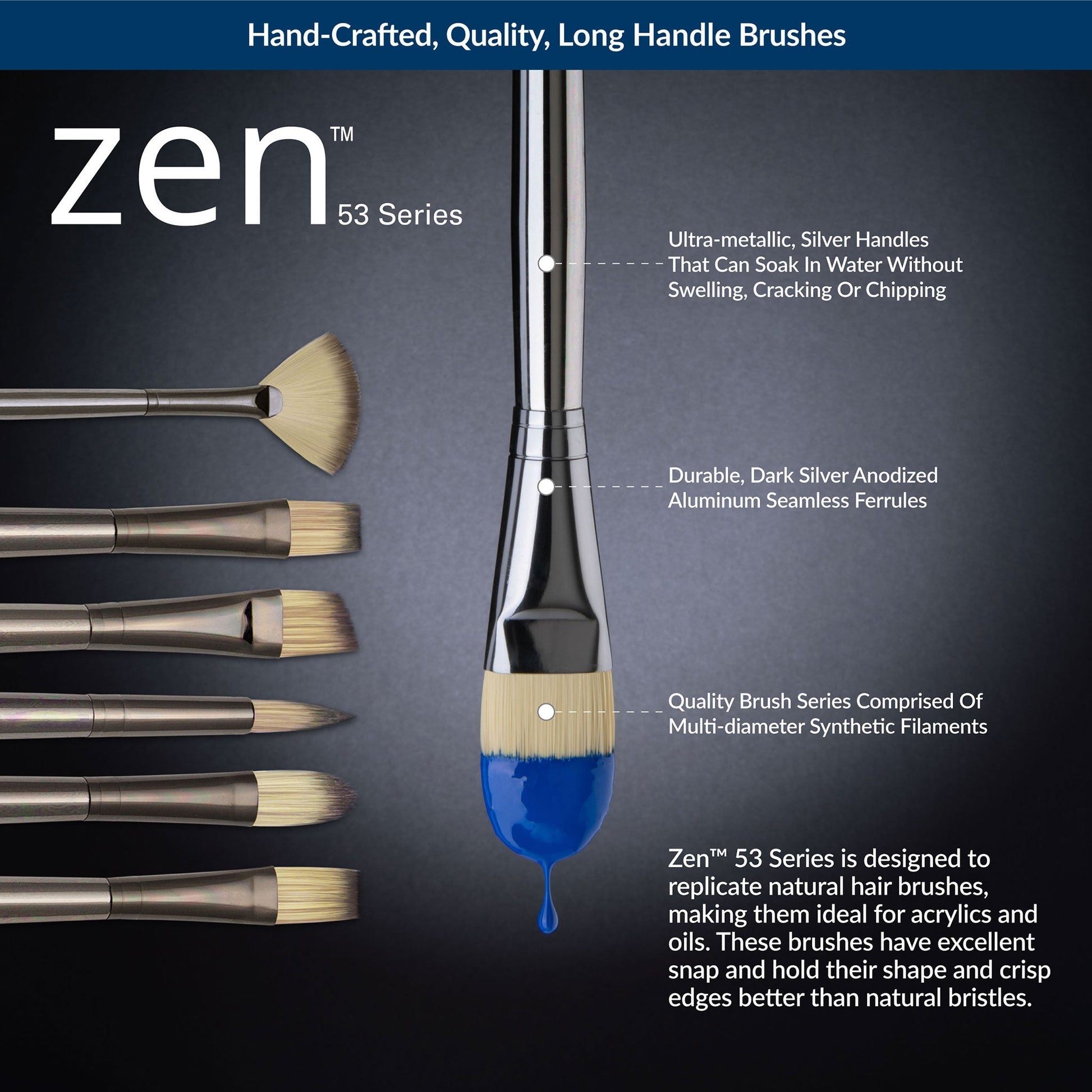 RZEN-SET532 - zen™ 53 Series 5pc Long Handle Variety Brush Set infographic 1