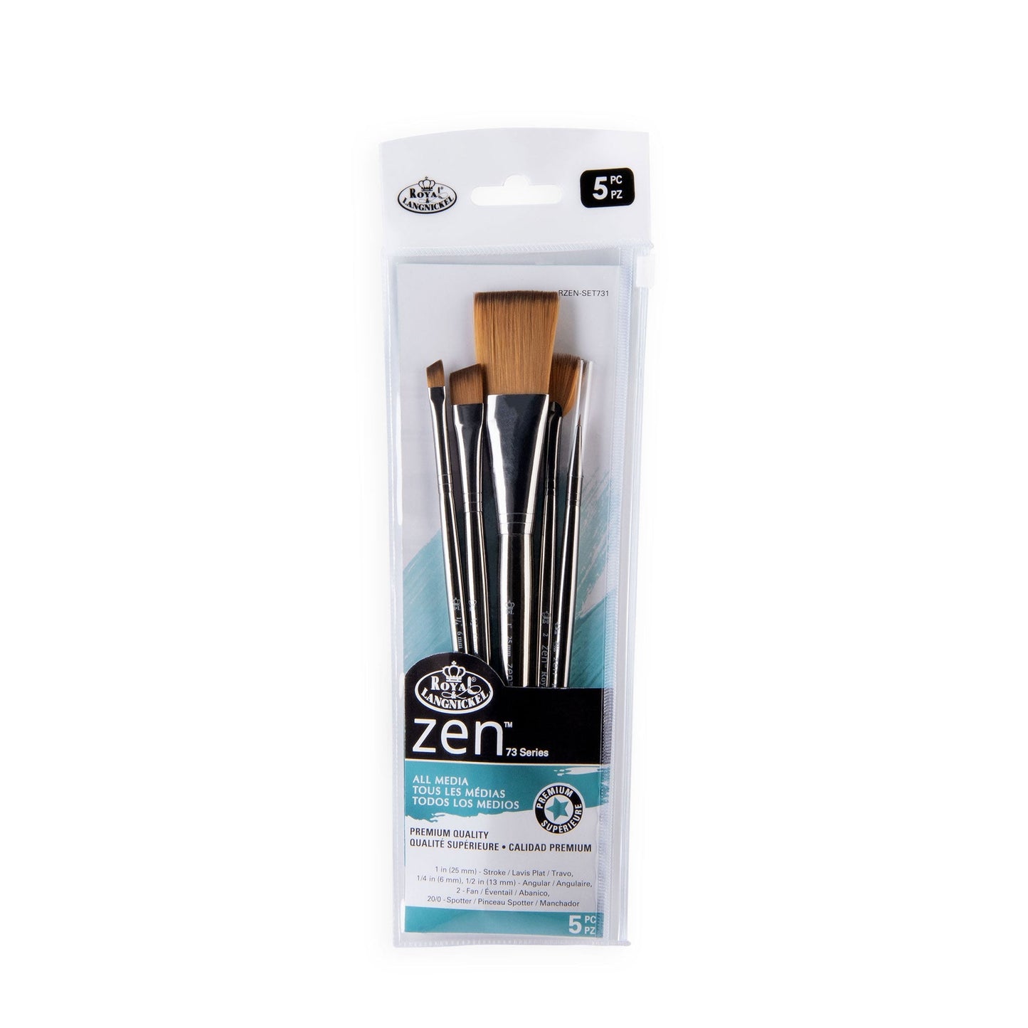 RZEN-SET731 - zen™ 73 Series 5pc Standard Handle Variety Brush Set packaging front