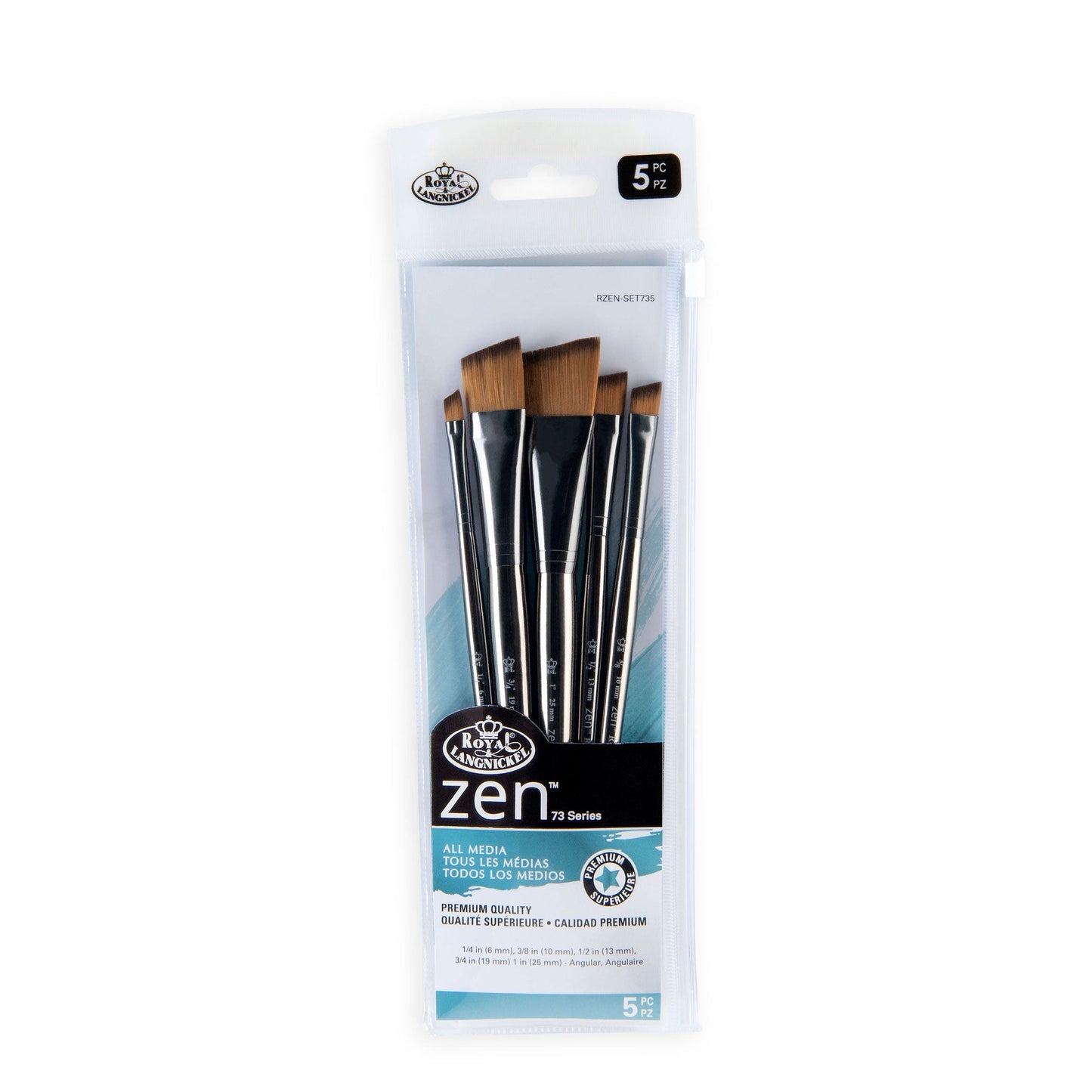 RZEN-SET735 - zen™ 73 Series 5pc Standard Handle Angular Brush Set packaging front