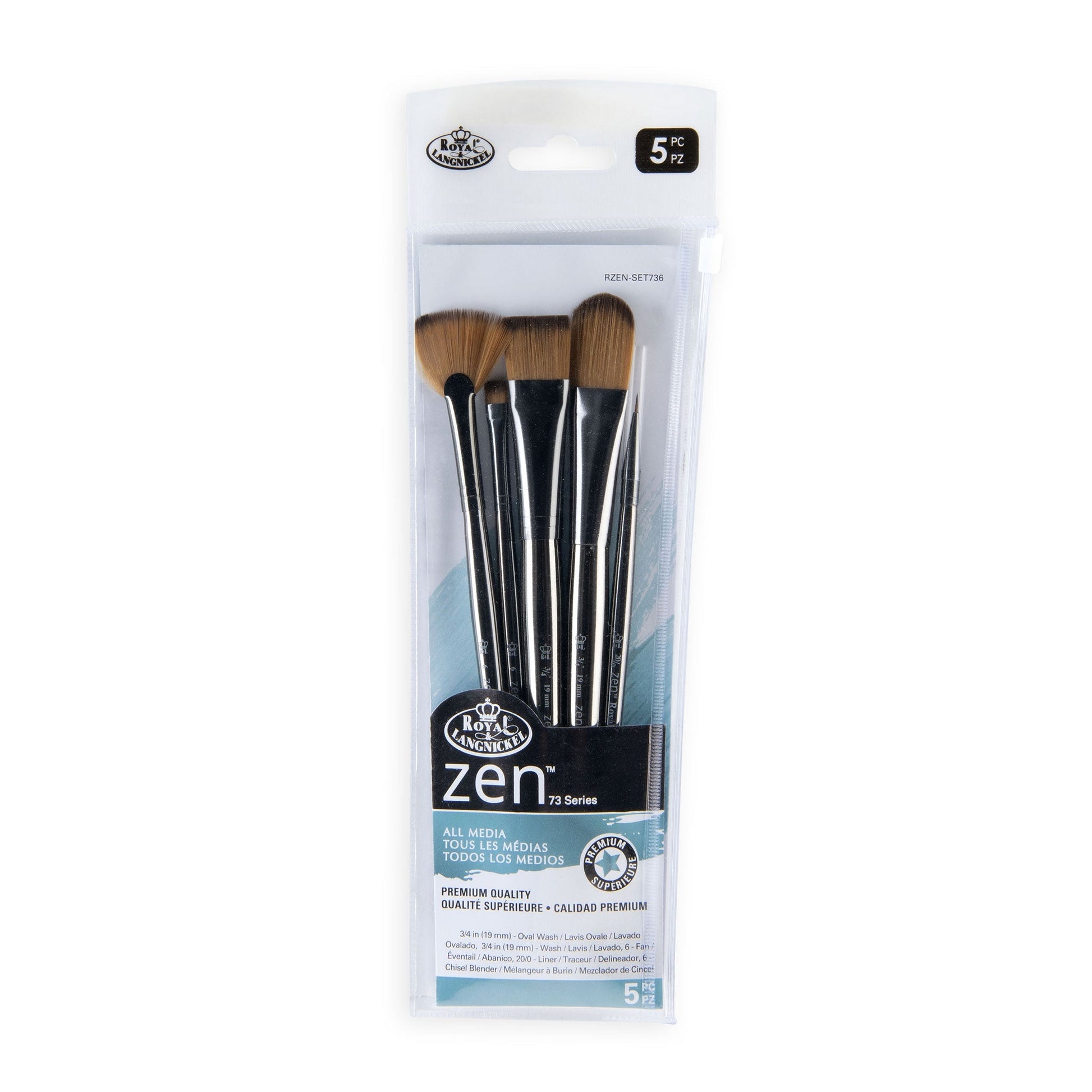 RZEN-SET736 - zen™ 73 Series 5pc Standard Handle Variety Brush Set packaging front