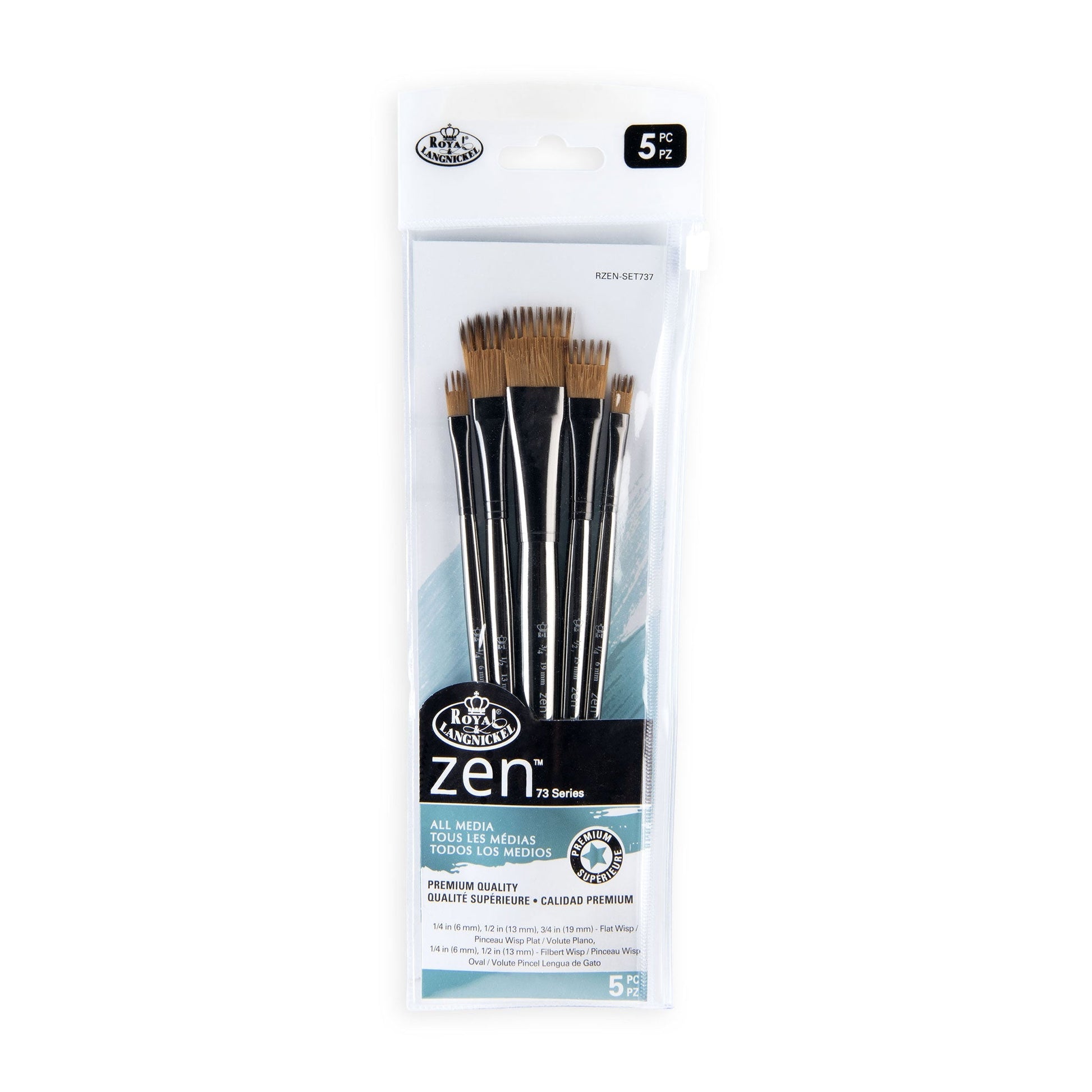 RZEN-SET737 - zen™ 73 Series 5pc Standard Handle Wisp Brush Set packaging front