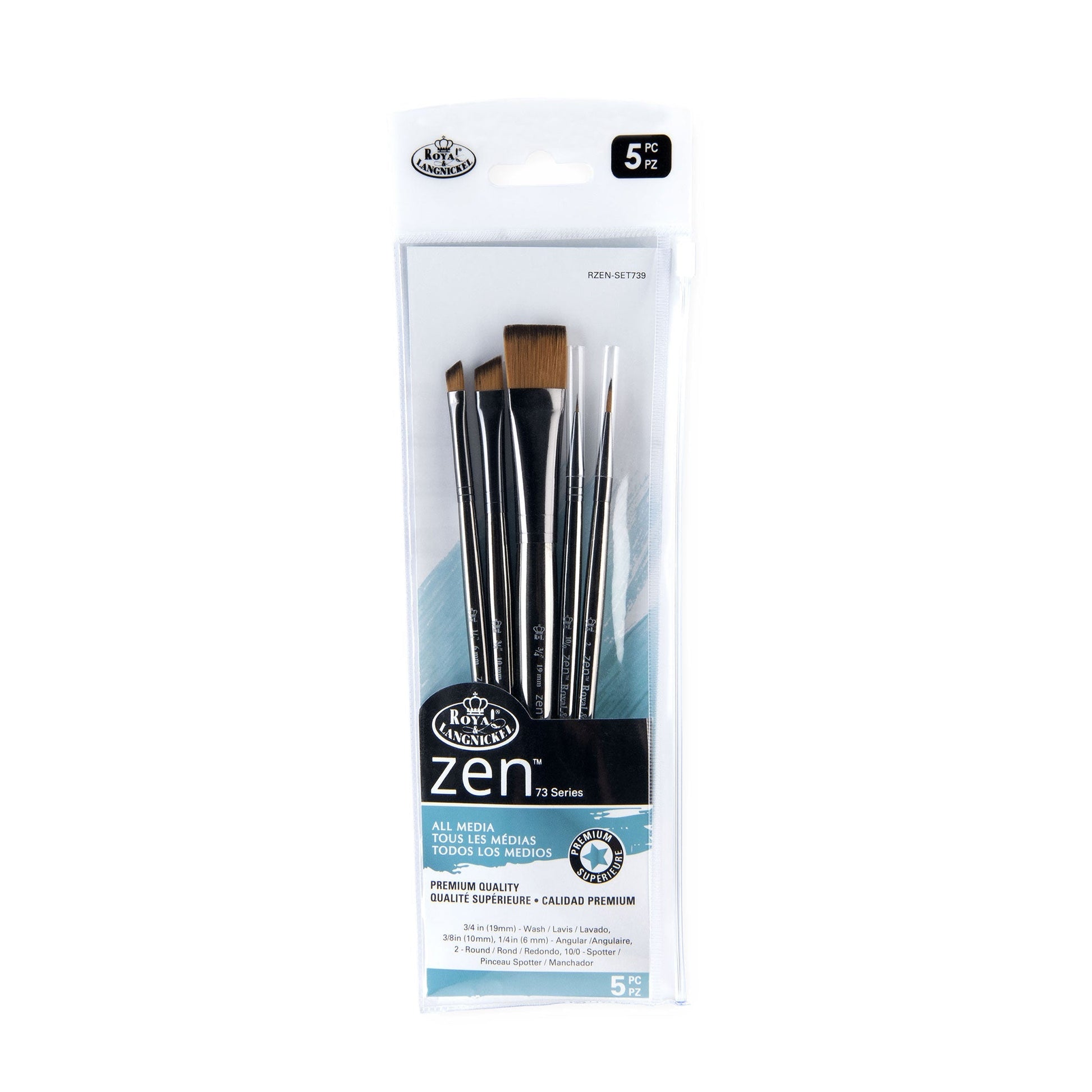 RZEN-SET739 - zen™ 73 Series 5pc Standard Handle Variety Brush Set packaging front