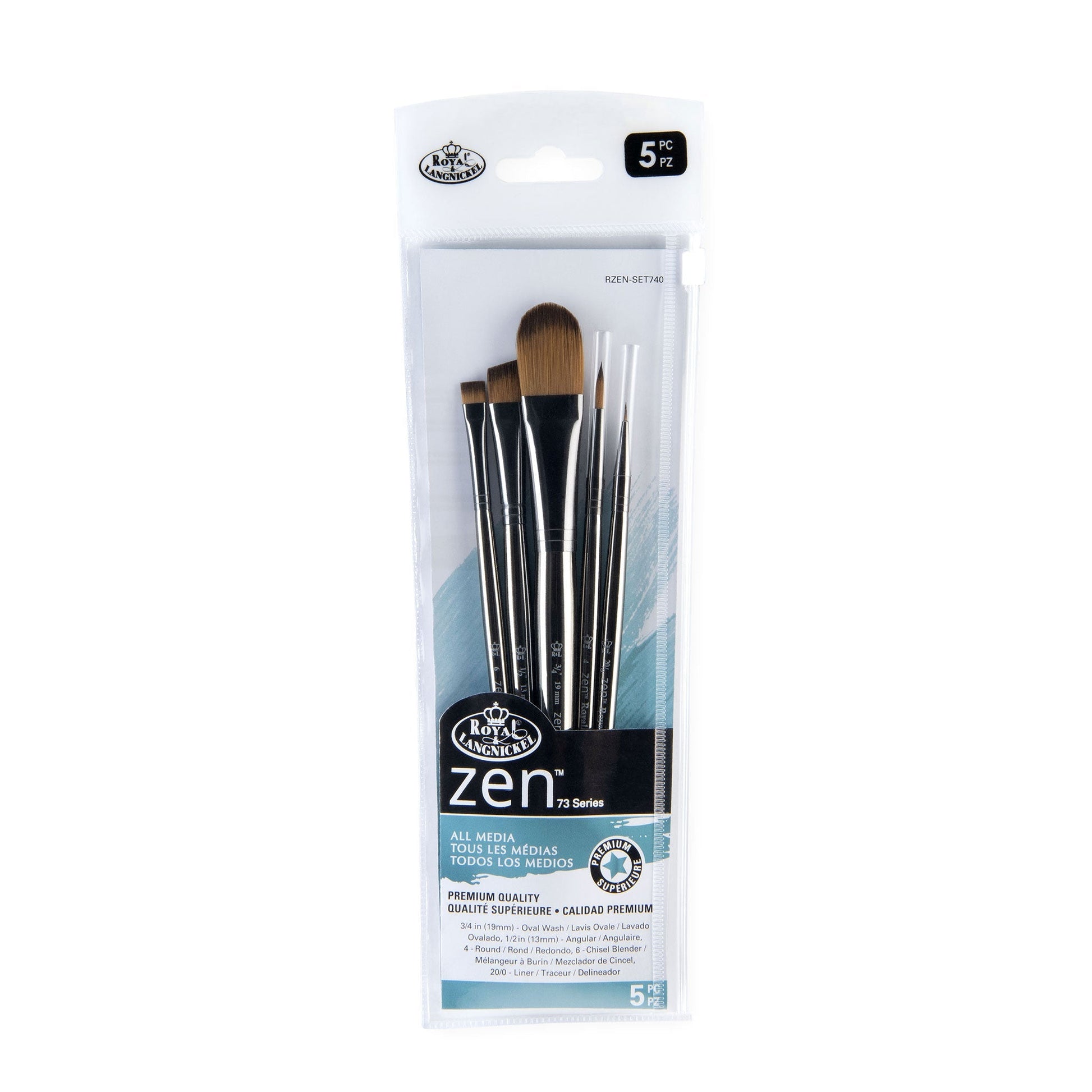 RZEN-SET740 - zen™ 73 Series 5pc Standard Handle Variety Brush Set packaging front