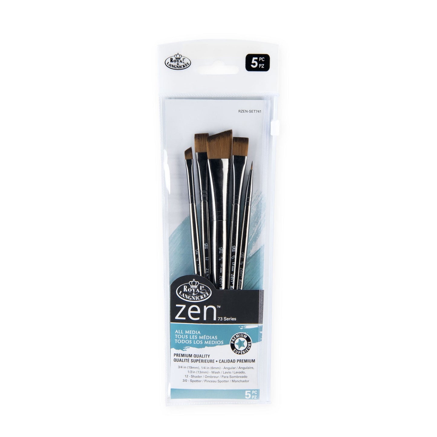 RZEN-SET741 - zen™ 73 Series 5pc Standard Handle Variety Brush Set packaging front