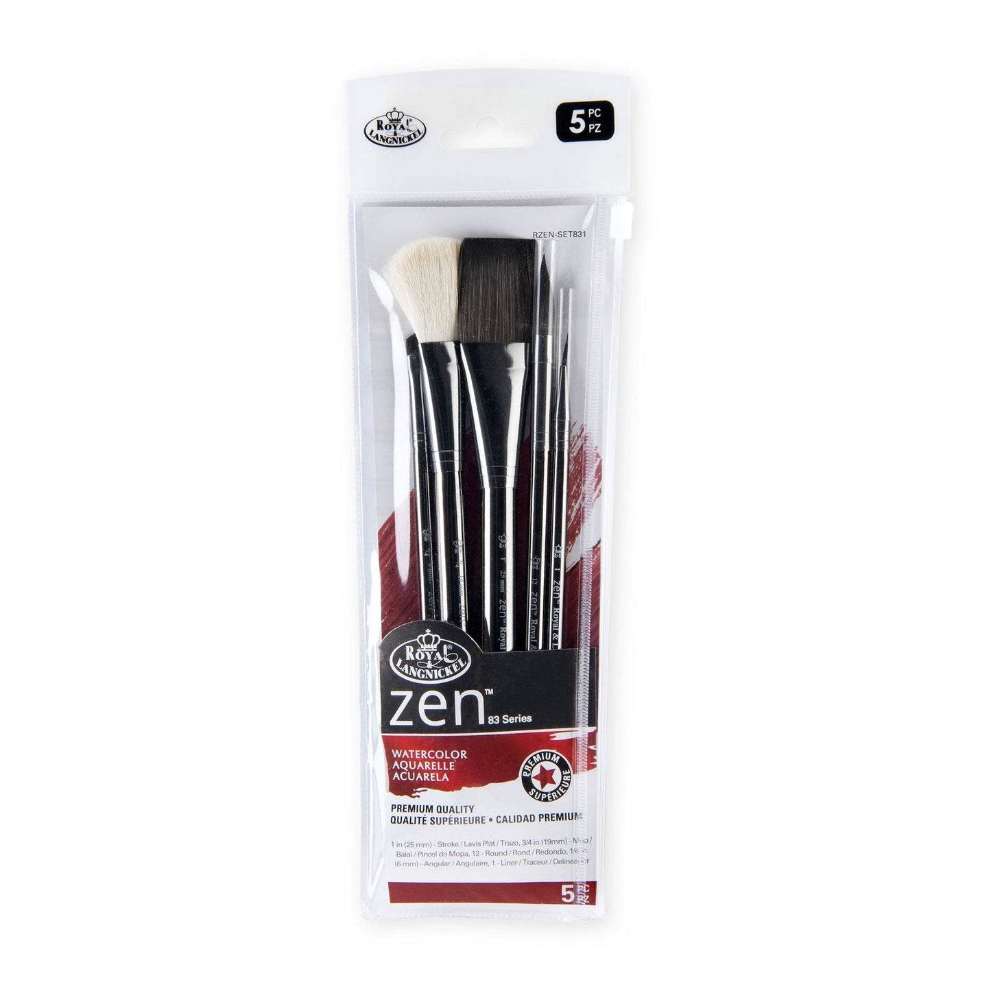 RZEN-SET831 - zen™ 83 Series 5pc Standard Handle Variety Brush Set packaging front