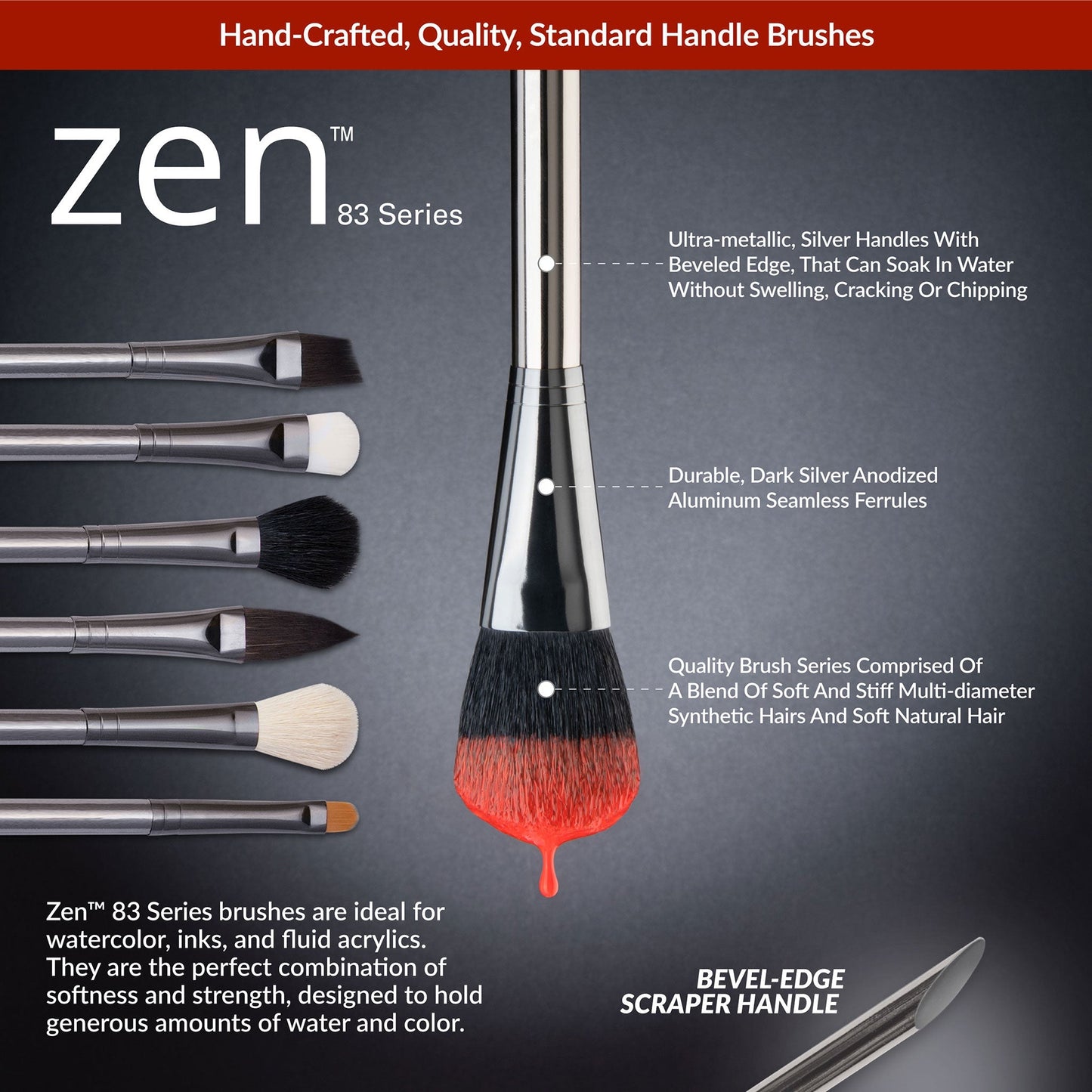 RZEN-SET831-ZP | zen™ 83 Series 5pc Standard Handle Variety Brush Set